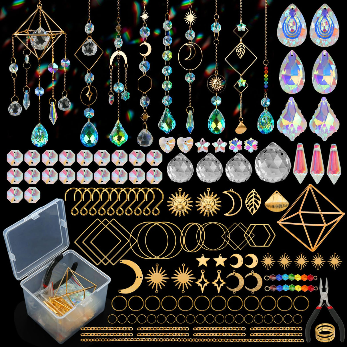 HYBEADS DIY Suncatchers, 400 pcs Sun Catchers Making Supplies Kit Art and Crafts for Adults Prism Hanging Decorative Suncatcher with Crystals Rainbow Maker for Indoor Windows Office Home Decor HYBEADS