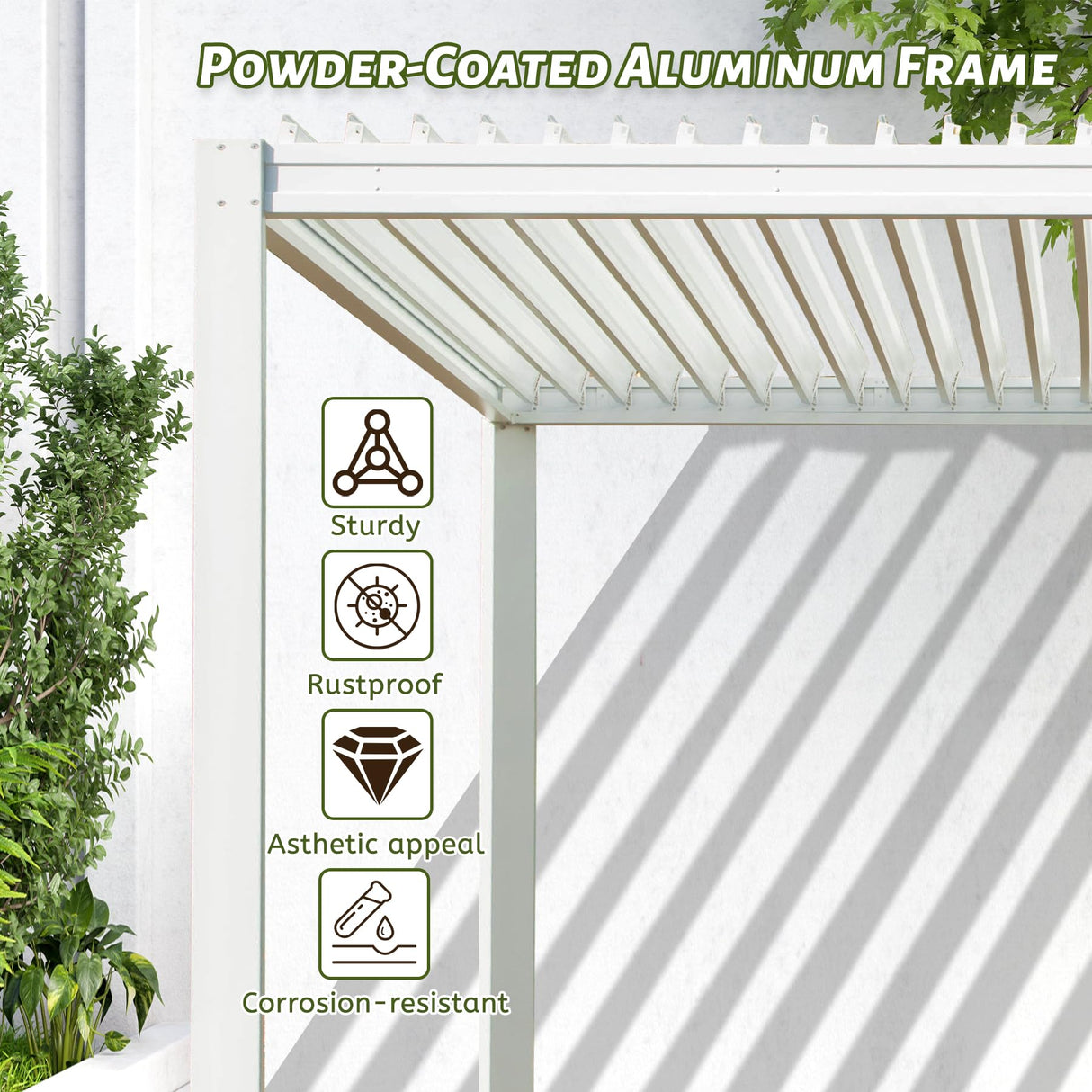 Domi Louvered Pergola 10X10FT, Aluminum Pergola with Adjustable Louvered Roof and Drainage Gutter, Outdoor Pergola Gazebo for Patio, Backyard, Deck, White domi outdoor living