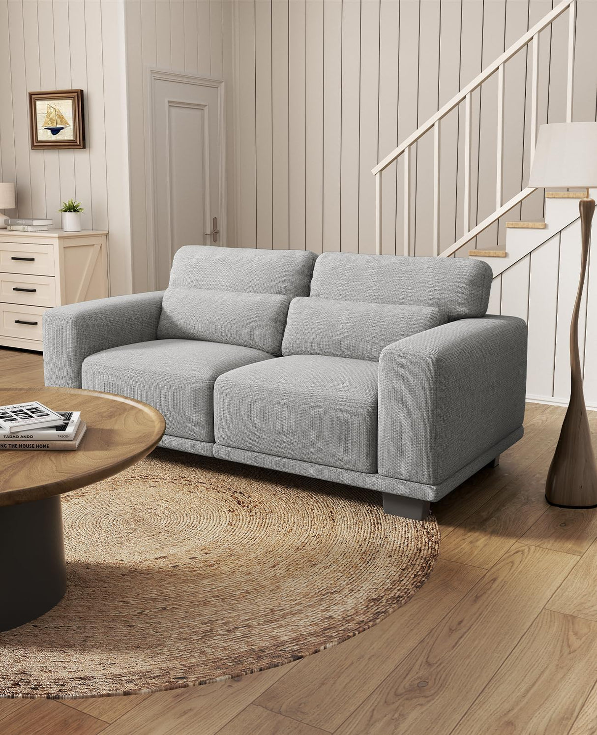 Marsail 65" Loveseat Sofa, Love Seat for Living Room, Comfy Couch with Deep Seats and Wide Armrests, Sofa Couch with Supportive Cushion and Sturdy Frame, Easy to Clean with Removable Covers, Grey Marsail