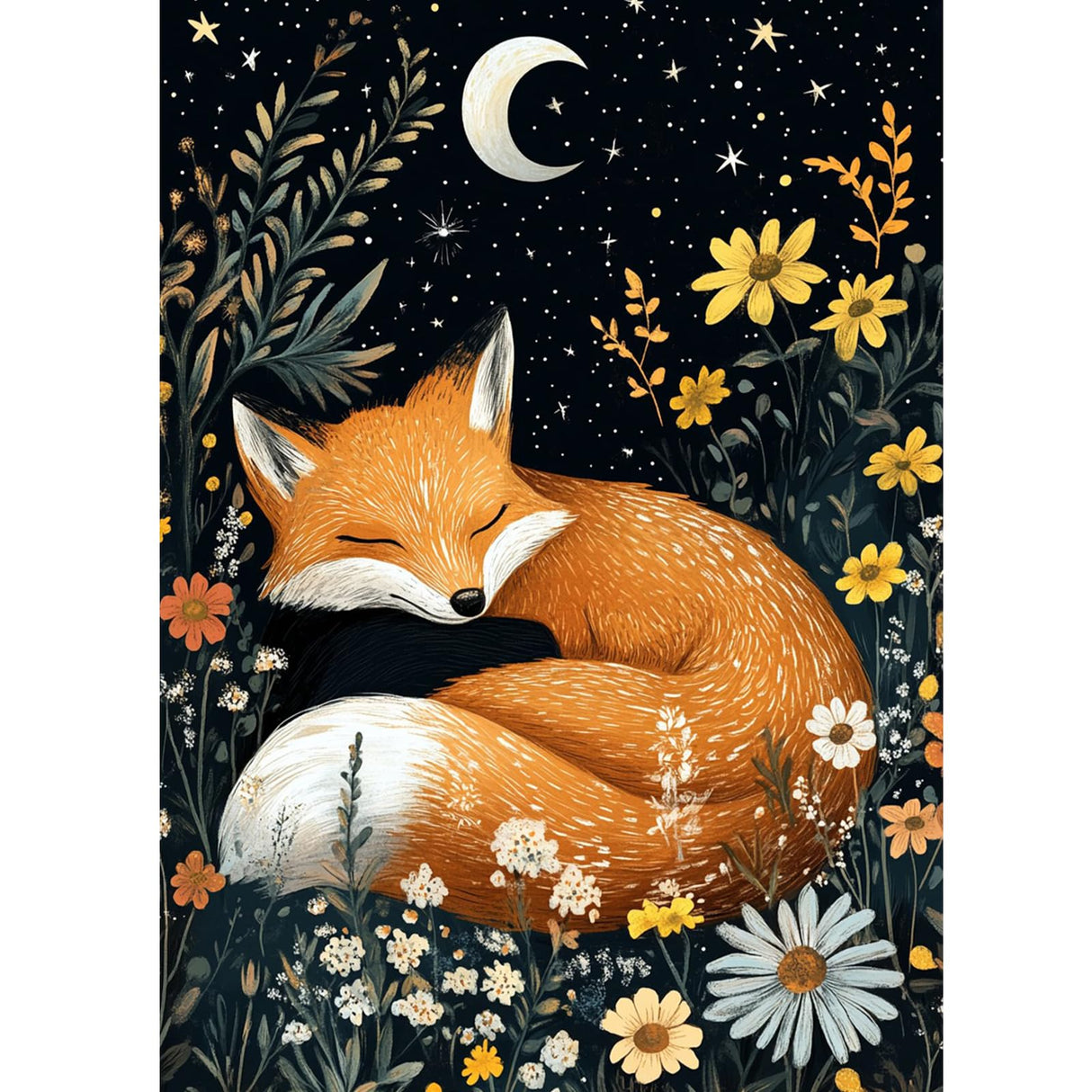KEYIFA Diamond Painting Abstract Diamond Art Kits for Adults, 5D Round Full Drill Fox Diamond Painting Kit for Beginner, DIY Gems Art Craft for Home Wall Decor 12x16 inch KEYIFA