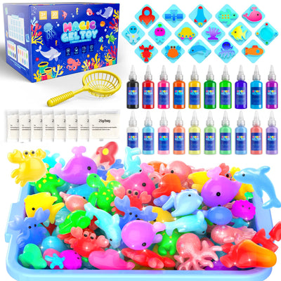 Joyfresh Magic Gel Water Pets Water Elf Toy Kit Squishy Maker with 20 Colors Gel, DIY Fairy Craft for Kids Ages 4-8, Squishy Making Kit Creative STEM Gift with with 20 Magic and 16 Shape Molds