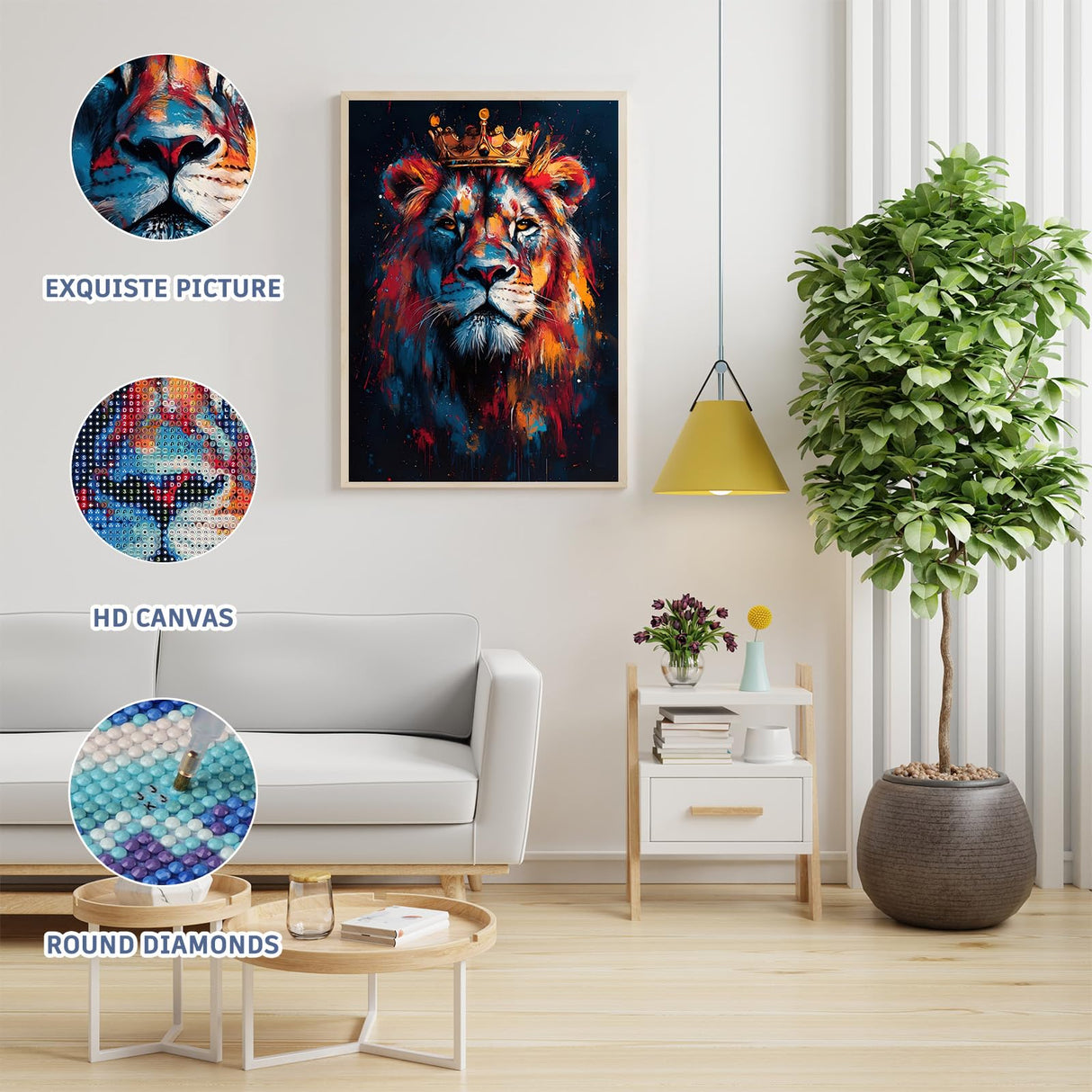 Auremi Lion Diamond Painting Kits Adults,Animal 5D Diamond Art Painting Kits,Full Drill Diamond Dots Paintings for Beginners,Animal Art Painting Kits for Home 30x40 cm Auremi