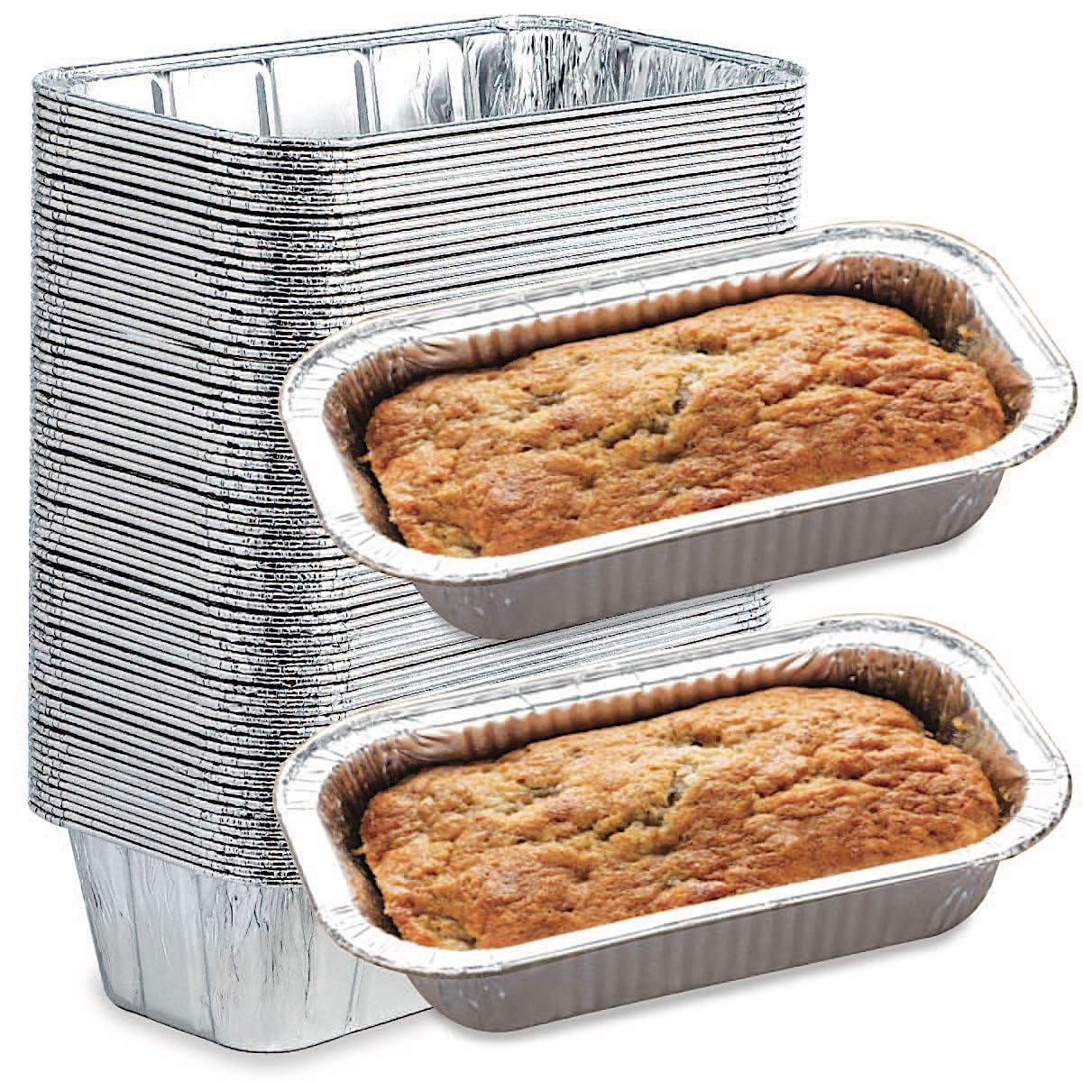 Spare Essentials 2Lb Foil Bread Pans for Baking (65 Pack) Disposable Bread Pans - Perfect for Baking Banana Bread, Cakes & Meatloaf - 2 Pound Aluminum Pans for Food Serving - 8.5" X 4.5" X 2.5" Spare Essentials