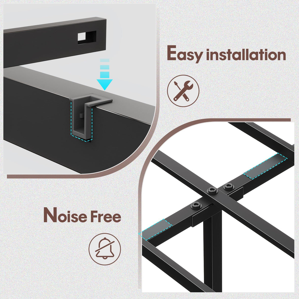 busyaeh King Size Bed Frame with Upholstered Storage Headboard, King Bed Frame with Smart LED Lights, Camas King Bed with Charging Station,Noise-Free, Metal Support, No Box Spring Needed, Gray busyaeh