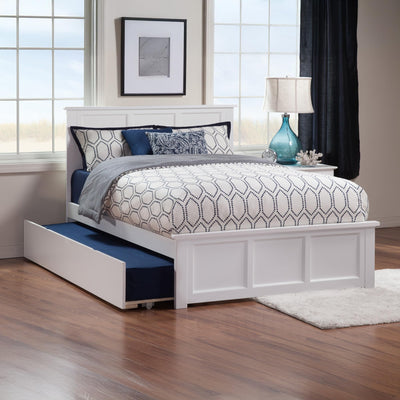 AFI, Madison Queen Platform Bed with Matching Footboard, Twin XL Trundle, and Attachable USB Charger, White