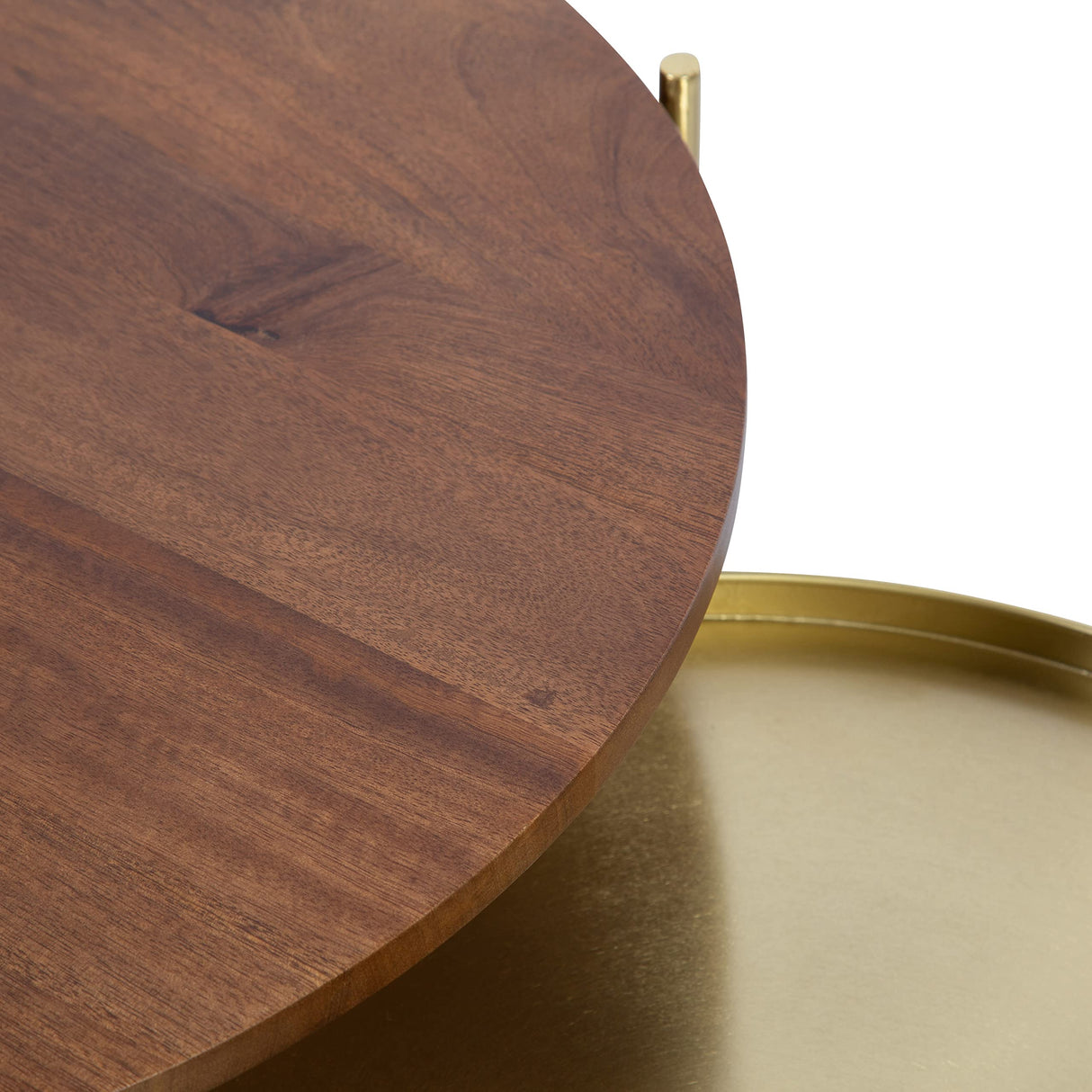 Kate and Laurel Ulani Modern Nesting Coffee Table, Set of 2, Walnut and Gold, 22.5 x 20.25, Decorative Sophisticated Mango Wood and Metal End Tables for Display and Storage Kate and Laurel