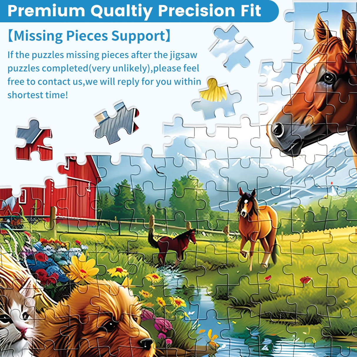 300 Piece Jigsaw Puzzle for Adults, 300 Piece Jigsaw Puzzle for Kids, Horse and Cat Jigsaw Puzzles, Animal Jigsaw Puzzles, Creative Games and Holiday Party Gifts, Fun and Challenging Family Games VOLUVOLU