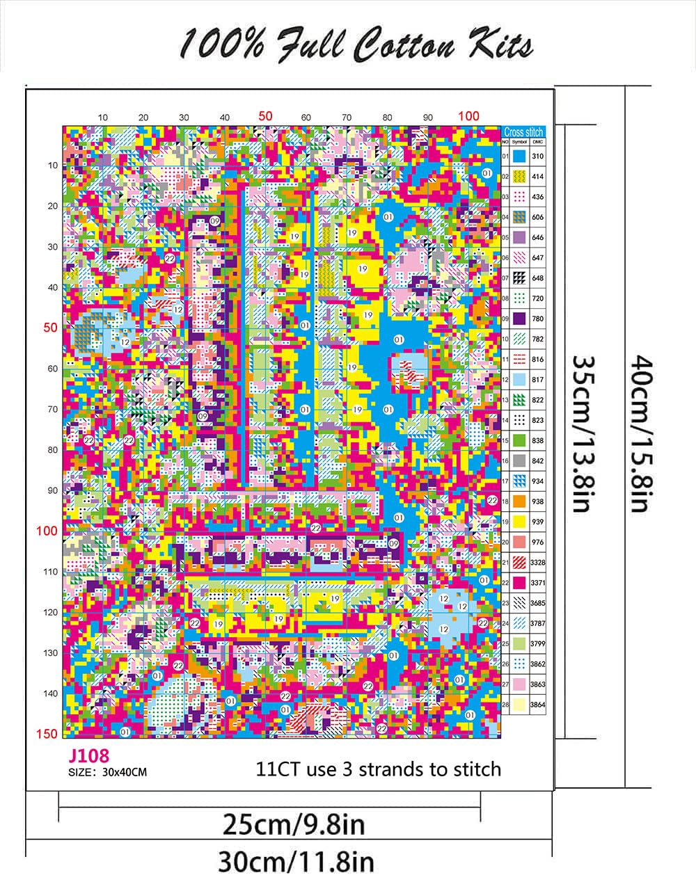Book Stamped Cross Stitch Kits - Flower Counted Cross Stitch Kits for Beginners Adults Magical Book Needlepoint Cross-Stitch Patterns Dimensions Needlecrafts Embroidery Kits Arts and Crafts WUSARPLY