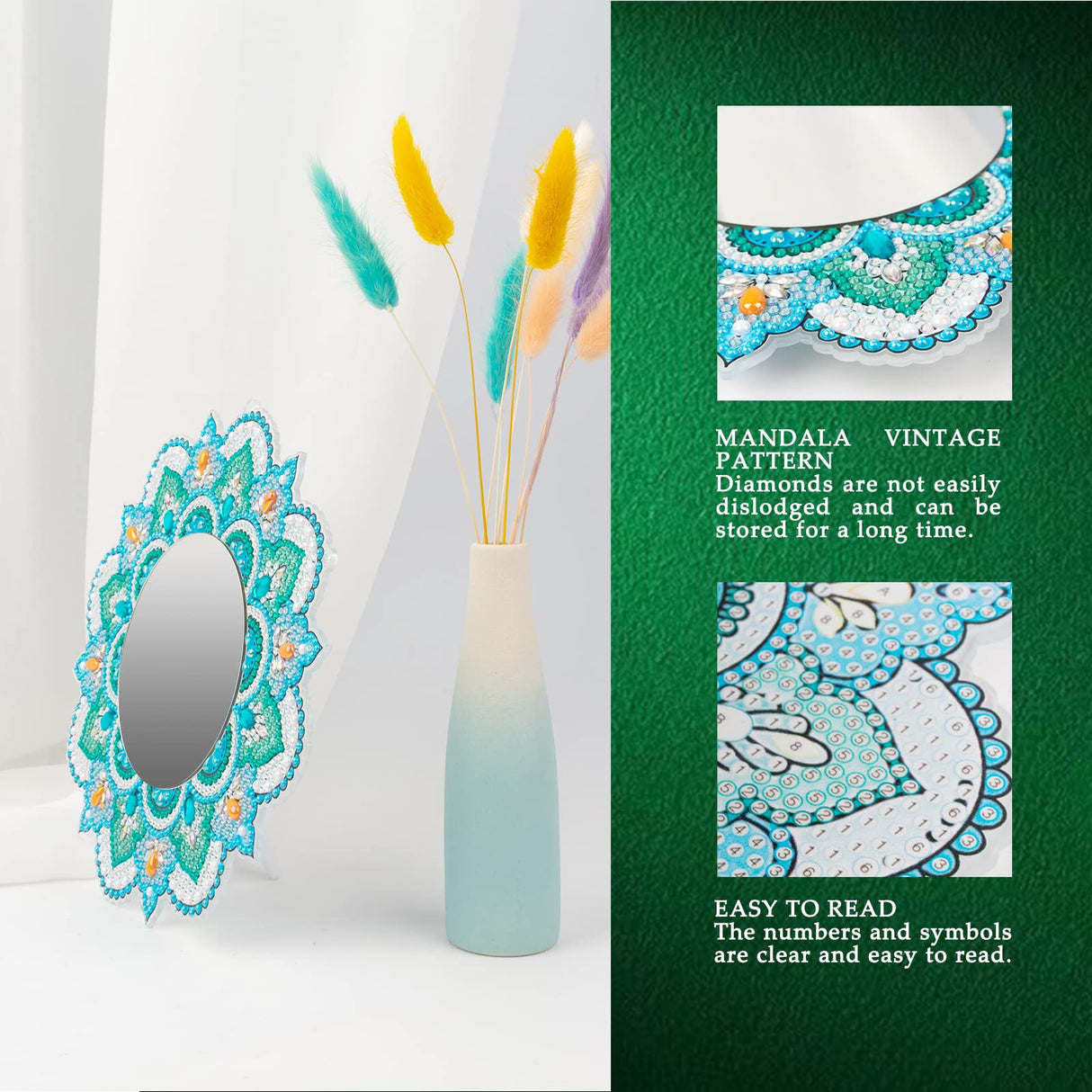 DIY Diamond Art Painting Mirror for Adults DIY Special Shaped Crystal Diamond Art Painting Kit Mirror Makeup Mirror Christmas Halloween Birthday Gifts Art Crafts Home Decor antor