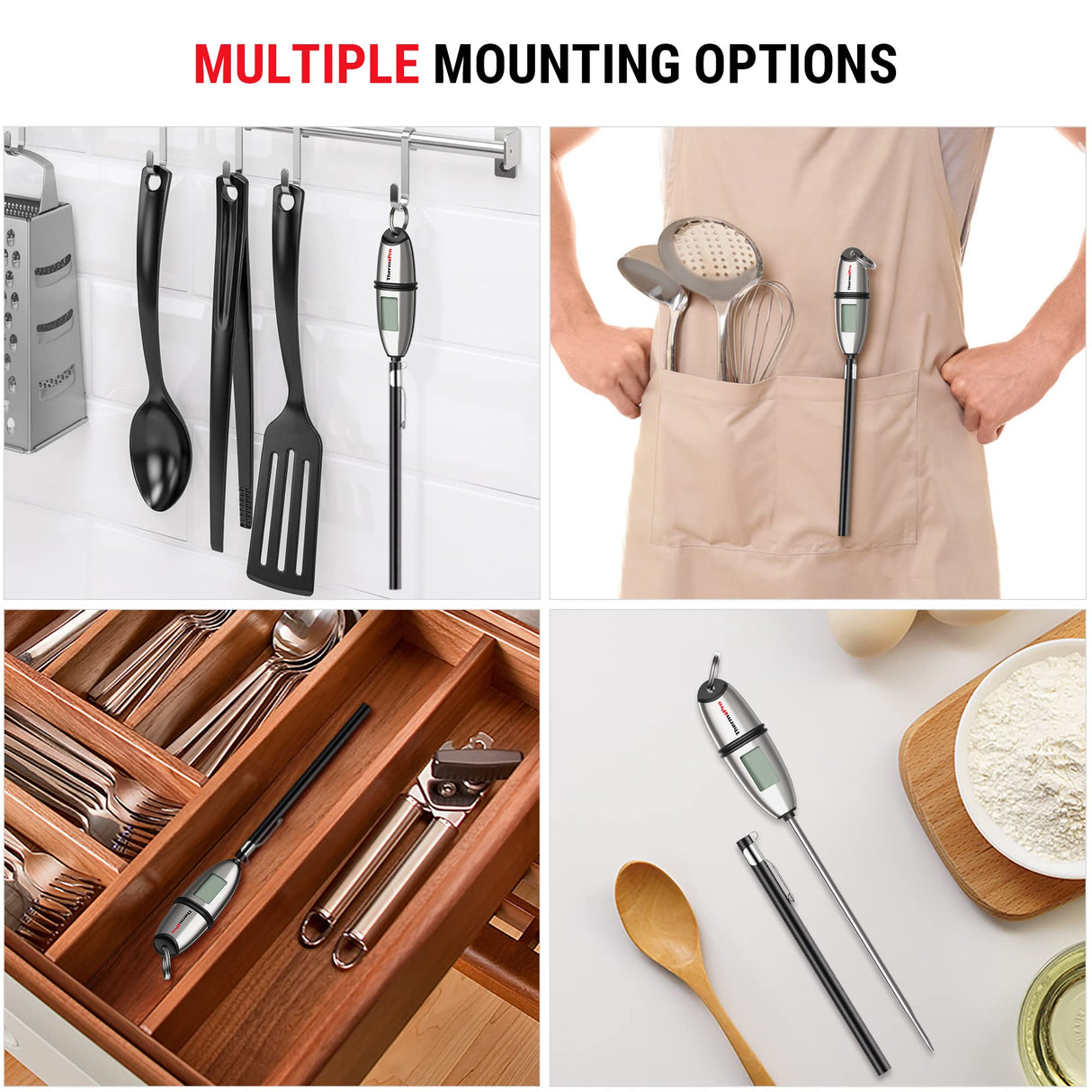 ThermoPro TP-02S Instant Read Meat Thermometer Digital Cooking Food Thermometer with Super Long Probe for Grill Candy Kitchen BBQ Smoker Oven Oil Milk Yogurt Temperature ThermoPro