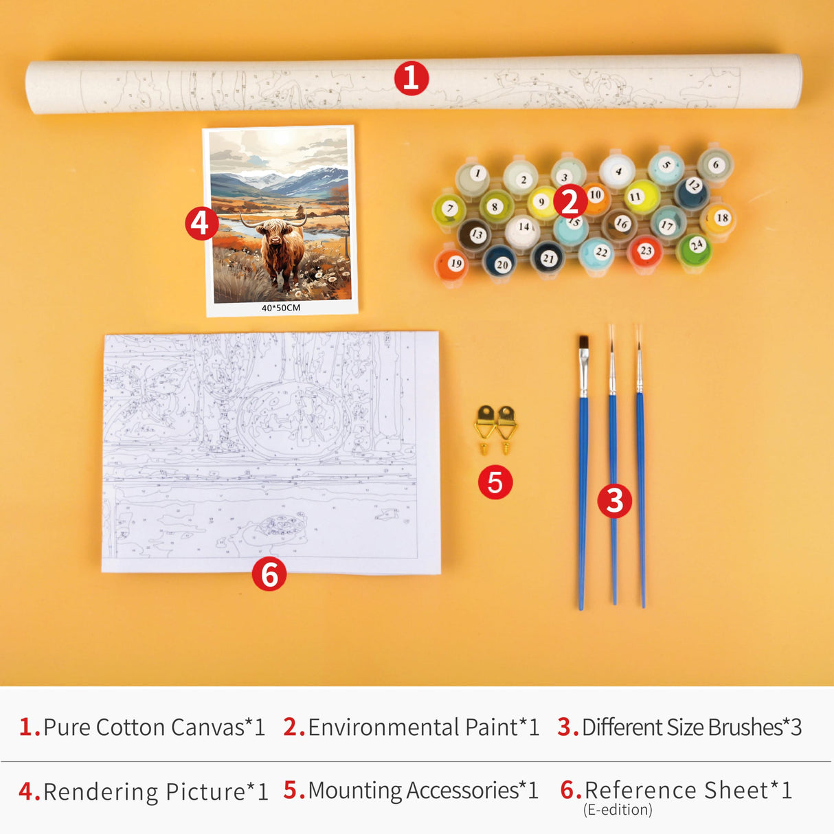 TUMOVO DIY Paint by Numbers for Adults with Brushes Highland Cow Oil Hand Painting Animals Adult Paint by Number Landscape Paint by Number Kits on Canvas Art Crafts 16"x20"(Frameless) TUMOVO