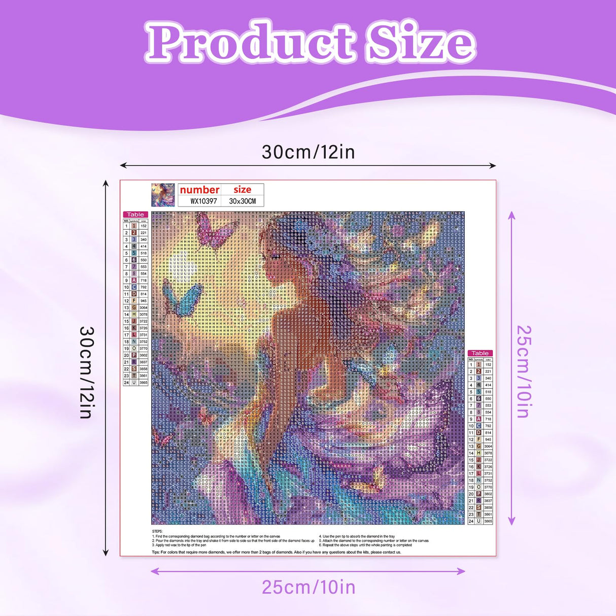 MAXBYE Diamond Paintings of Magic Elf, Fairy Diamond Art Kits for Adults, 5D Butterfly Girl Diamond Art Kits, Diamond Paintings for Home Décor Items, Extra 30% Diamonds, 12x12in MAXBYE