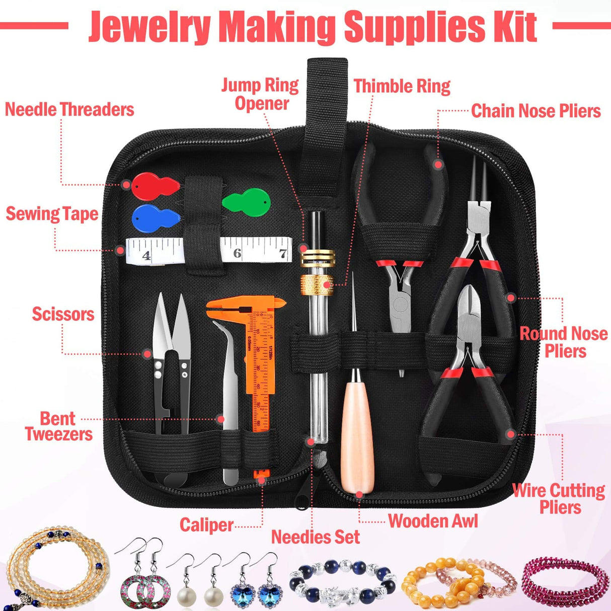 Thrilez Wire Wrapping For Jewelry Making, Repair and Beading Supplies Kit with Craft Ring Wire, Tools, Pliers and Jewelry Findings Thrilez