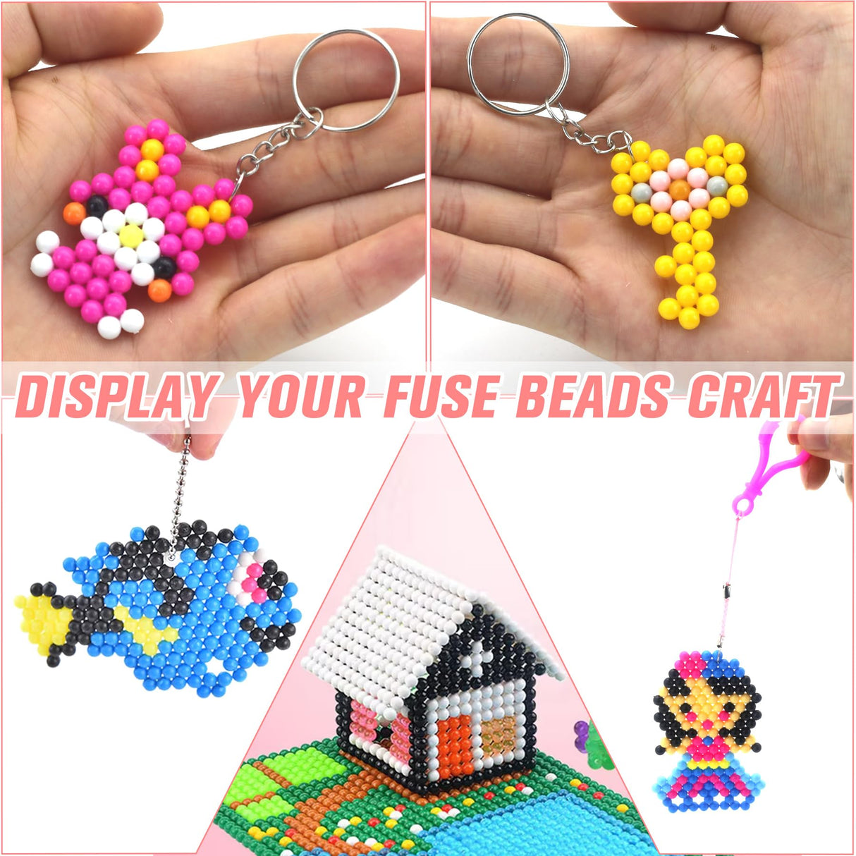 Fuse Beads Kit for Girls Ages 6+ – 4400 Pcs 5mm Beads in 32 Colors with Spray Bottle, Puzzle Guide, Clamps & Chains | Creative DIY Arts & Crafts Gift Liangding