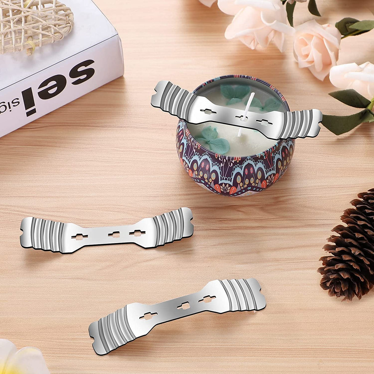 20 pcs Metal Candle Wick Holders, Upgraded Candle Wick Centering Devices, Silver Stainless Steel Candle Wick Holder for Candle Making ABK