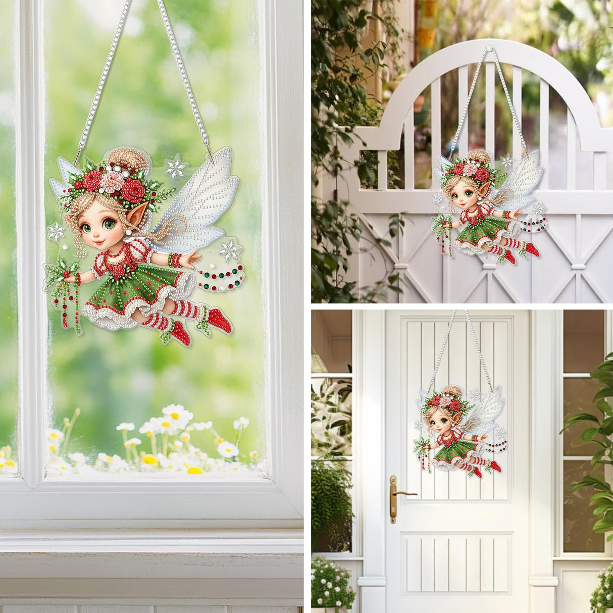 EOBROMD Diamond Hanging Art Kits for Adults, Diamond Art Painting Fairy Window Pendant Kits Suncatchers, DIY Special Shaped Rhinestone Adults, Home Wall Decor EOBROMD