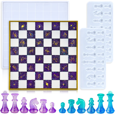 NiArt Chess Piece Silicone Molds Kit for Resin Casting 11"x11" Board & Pieces Set 3D Art DIY Crafts Making Epoxy UV Glossy Tray Agate Coaster Home Decor Office Ornament Jewelry Candle Cake Candy Soap