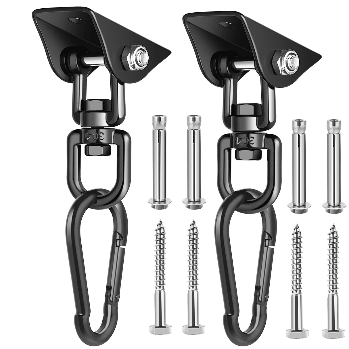 Velomill Porch Swing Hanging Kit, 360°Rotating 1200 lb Capacity Hanger for Porch Swing, Hammocks, Swing Chair (2 Pack) Velomill