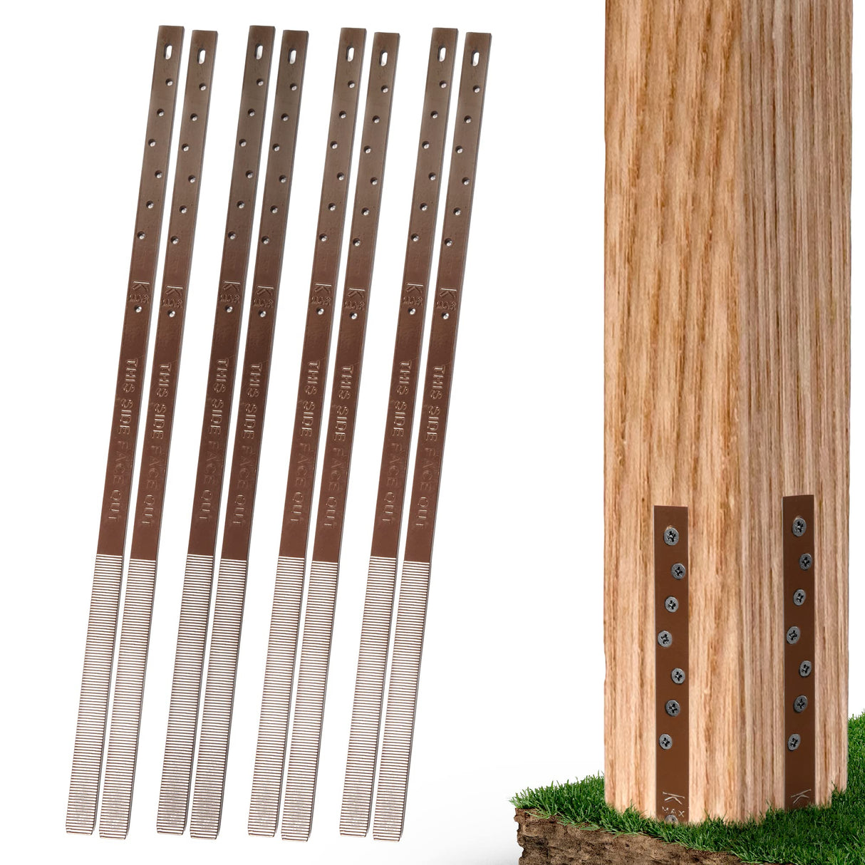 Post Buddy Pack of 8 Easy Fence Post Repair to fix 4 Broken Wood Posts, Fast and Easy to Install, Effective, Long-Lasting Post Buddy