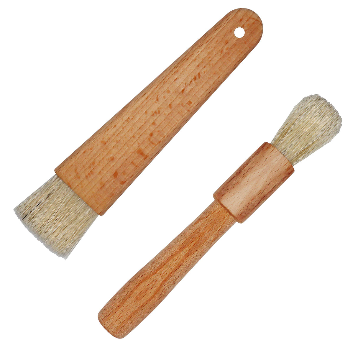 Exceliy 2 Sets Pastry Brushes with Wooden Handle Natural Bristles for Basting Spreading Butter Oil in Barbecue Baking Kitchen Cooking EIKS