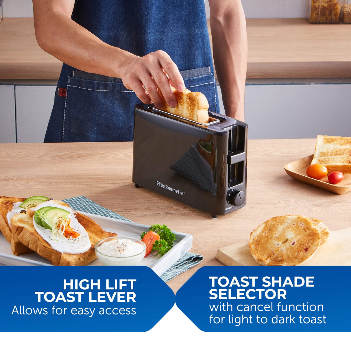 Elite Gourmet ECT118B Cool Touch Single Slice Toaster, 6 Toasting Levels & Wide Slot for Bagels, Waffles, Specialty Breads, Pastry, Snacks, Black Elite Gourmet