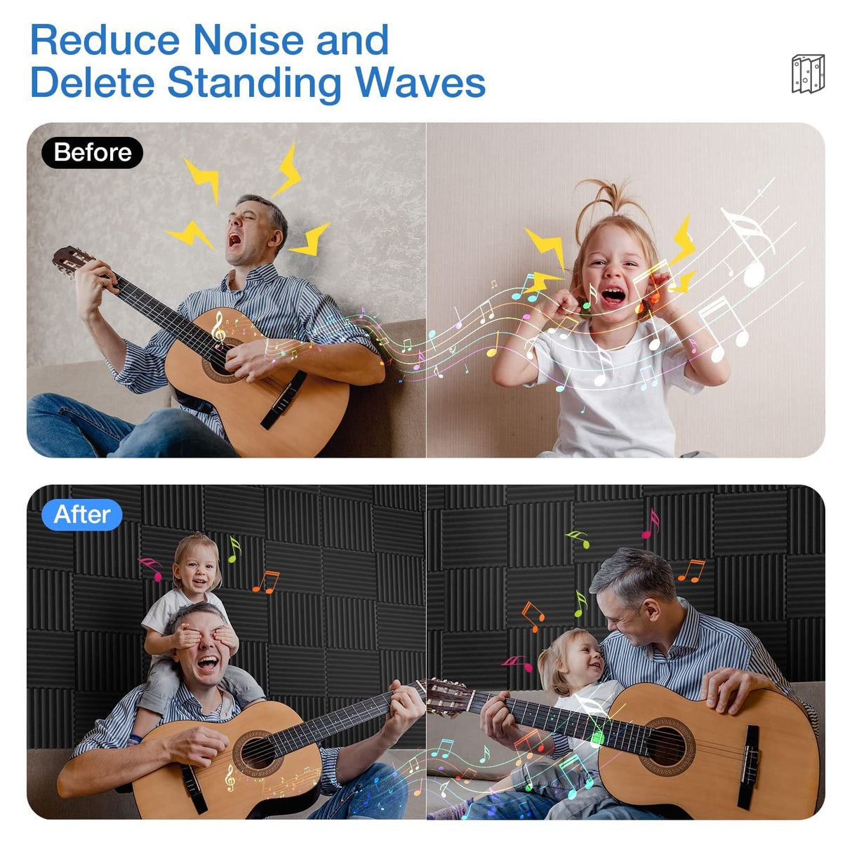 12 Pack Acoustic Panels Self-Adhesive, 1" X 12" X 12" Quick-Recovery Sound Proof Foam Panels, Acoustic Foam Wedges High Density, Soundproof Wall Panels for Home Studio,Carbon Black HEMRLY