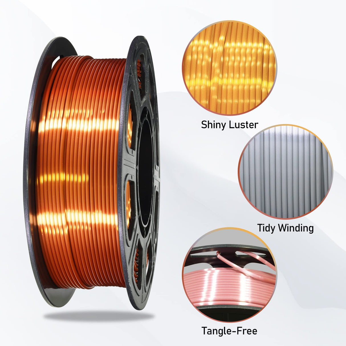 1.75mm 4 Spools Silk PLA 3D Printer Filament Bundle: Shiny Metallic Gold/Silver/Copper/Rose Gold, Each Spool 250g, Widely Fit for 3D Printer/Pen, Total 1Kg 3D Printing Filament Material Bblife