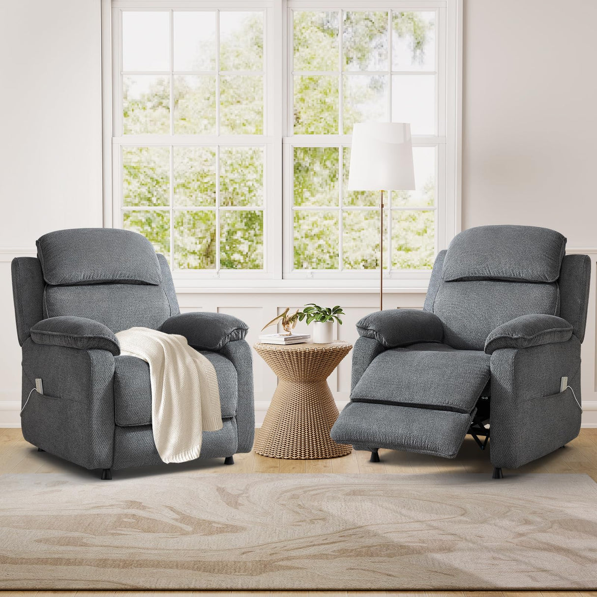 ANJ Power Recliner Chair, Electric Recliner for Adults,Oversized Reclining Chair with Remote & Side Pockets for Living Room, Bedroom,Home Theater ANJ