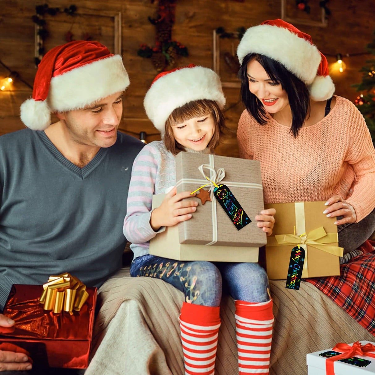 MAQIHAN Scratch Art Bookmarks - 36 Sets 4 Style Making Kit Paper with Scratching Tools Satin Ribbons Create Rainbow Without Ink Christmas Ornaments Hanging DIY Party Favors for Classroom MAQIHAN