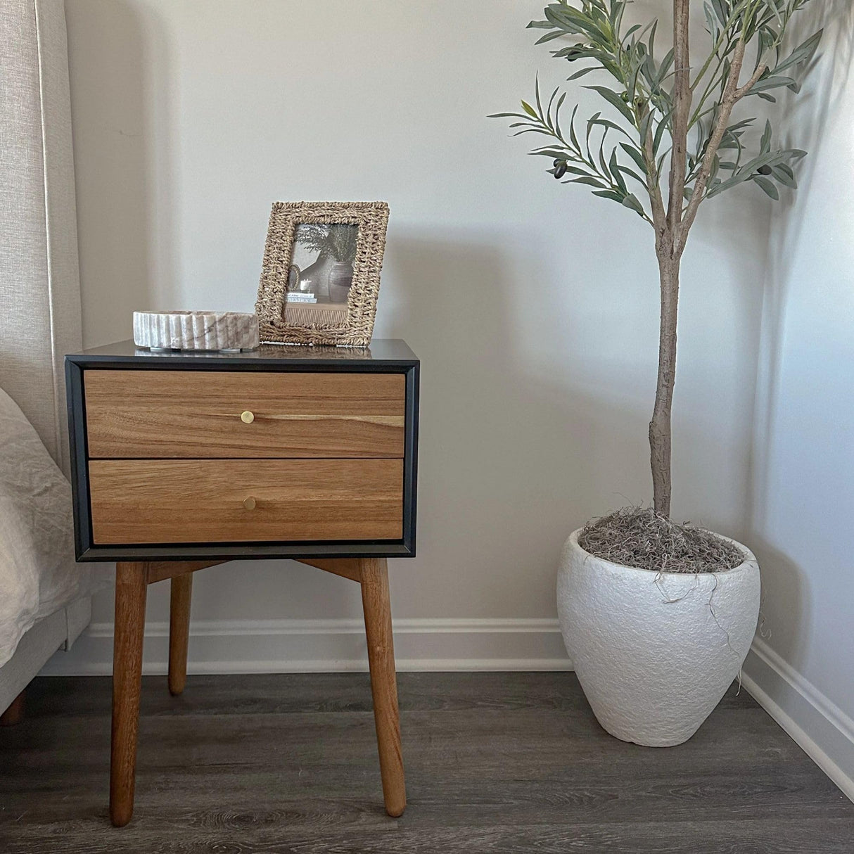 Nathan James Harper Modern Nightstand Side Accent or End Table with Storage Drawer, 1, Black/Brown Nathan James