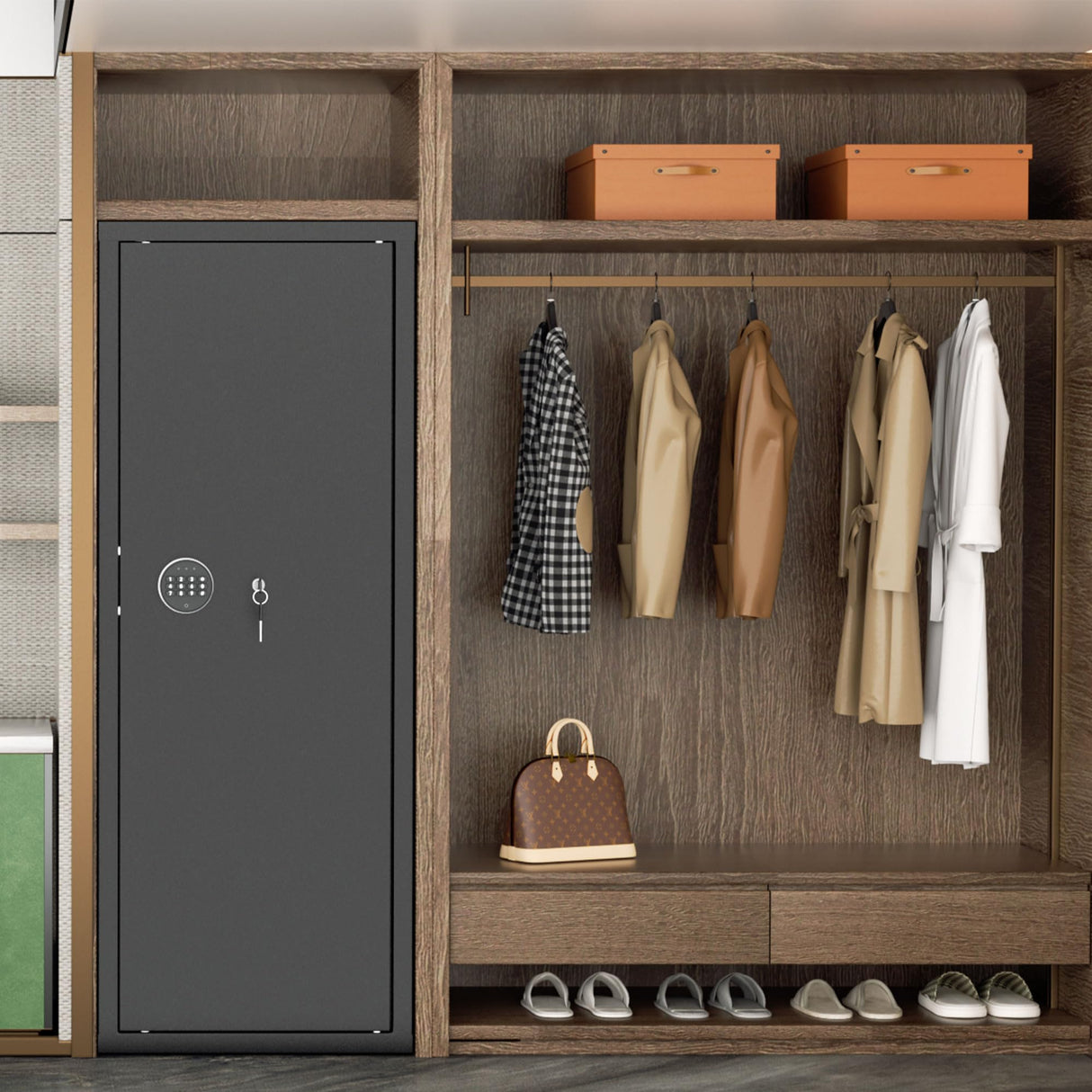 INTERGREAT 12-15 Gun Safe, Long Gun Safe for Rifle and Pistols, Large Gun Cabinet Safe with Removable Gun Racks, Digital Gun Cabinet with Multifunction Lock, 4 Pistol Pockets INTERGREAT