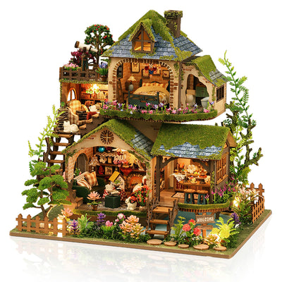 Miniature House Kit, 3D Wooden Puzzles for Adults, DIY Miniature Kit, Dollhouse Kit, Mini House Building Kit, Doll House Kits for Adults Teen to Build (Forest Adventure)