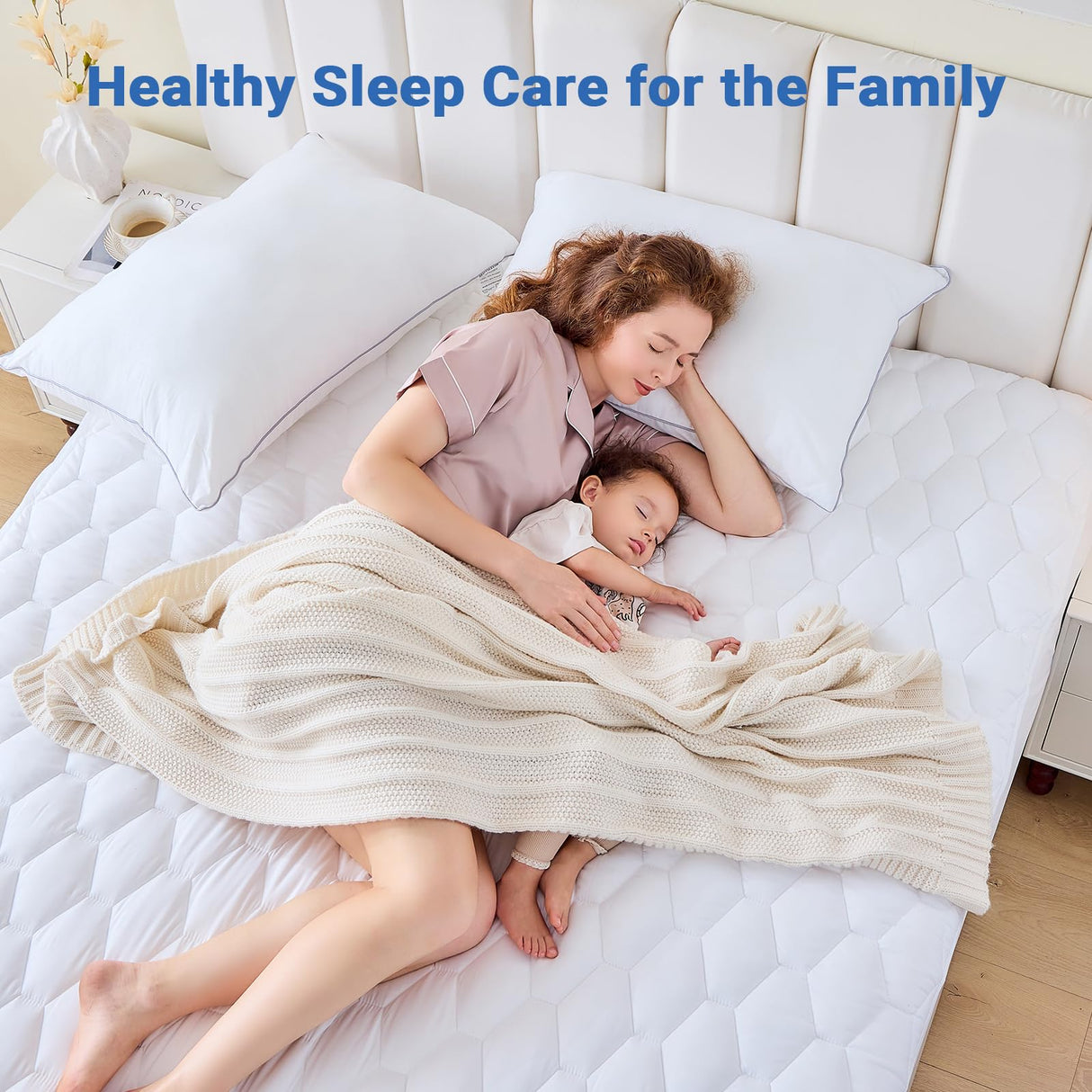 MUXHOMO King Size Mattress Protector, 100% Waterproof Quilted Mattress Cover King Size Bed, Noiseless Soft & Cooling Mattress Pad Cover, Deep Pocket 6"-21", White MUXHOMO