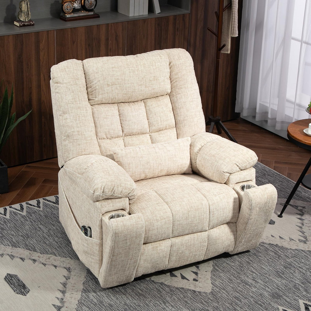 SINCRUMI 4-Motor Power Lift Chairs for Elderly with Heat & Massage, Infinite Position Adjustable Headrest, Lumbar and Footrest, Wide Seat Lay Flat Recliner with Hidden Cup Holders, Cream White SINCRUMI