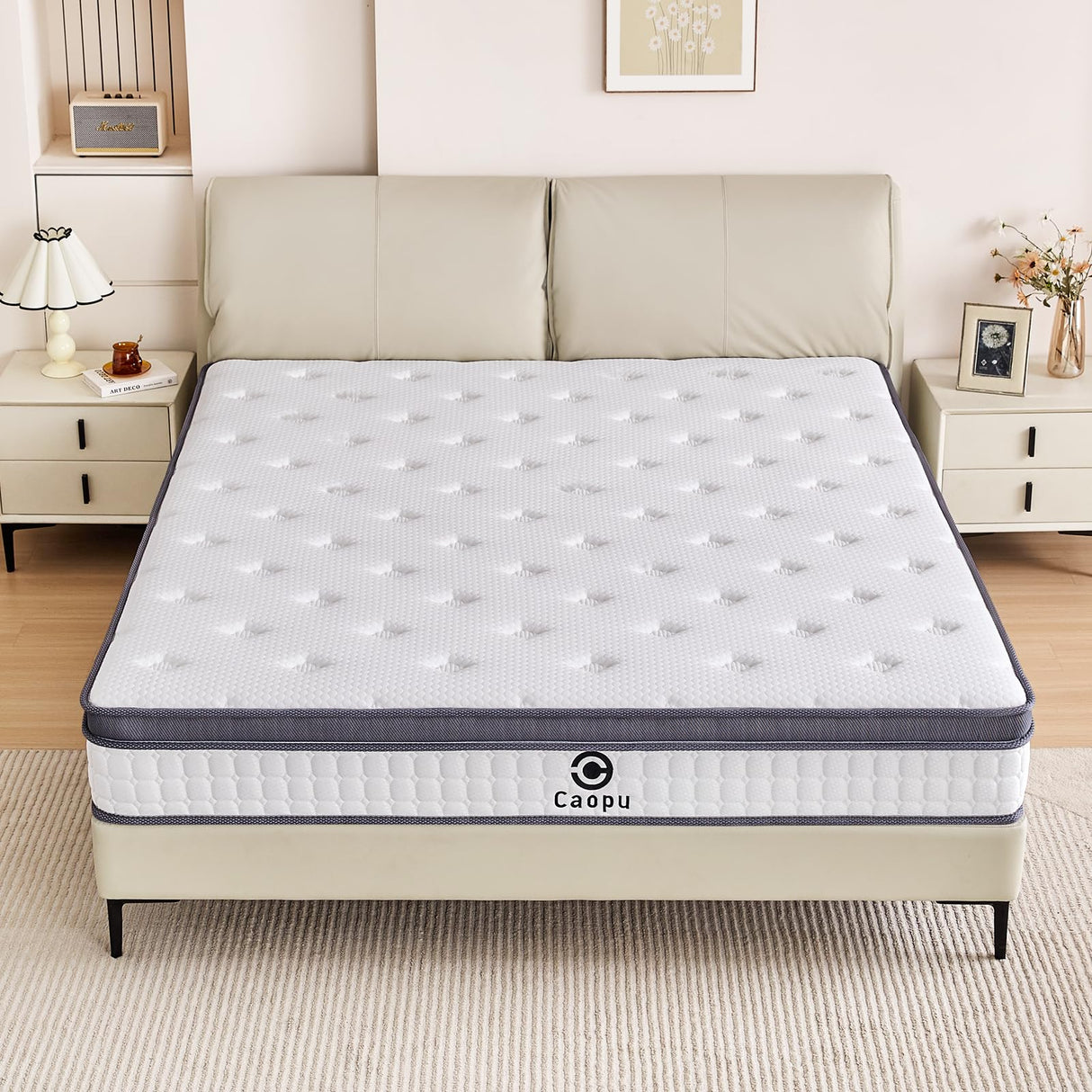 Caopu Queen Mattress, 12 inch Hybrid Mattress Queen Size in a Box, Medium Firm, Pressure Relief & Motion Isolation, Gel Memory Foam Mattress Pocket Springs, CertiPUR US Certified, 365 Nights Trial Caopu