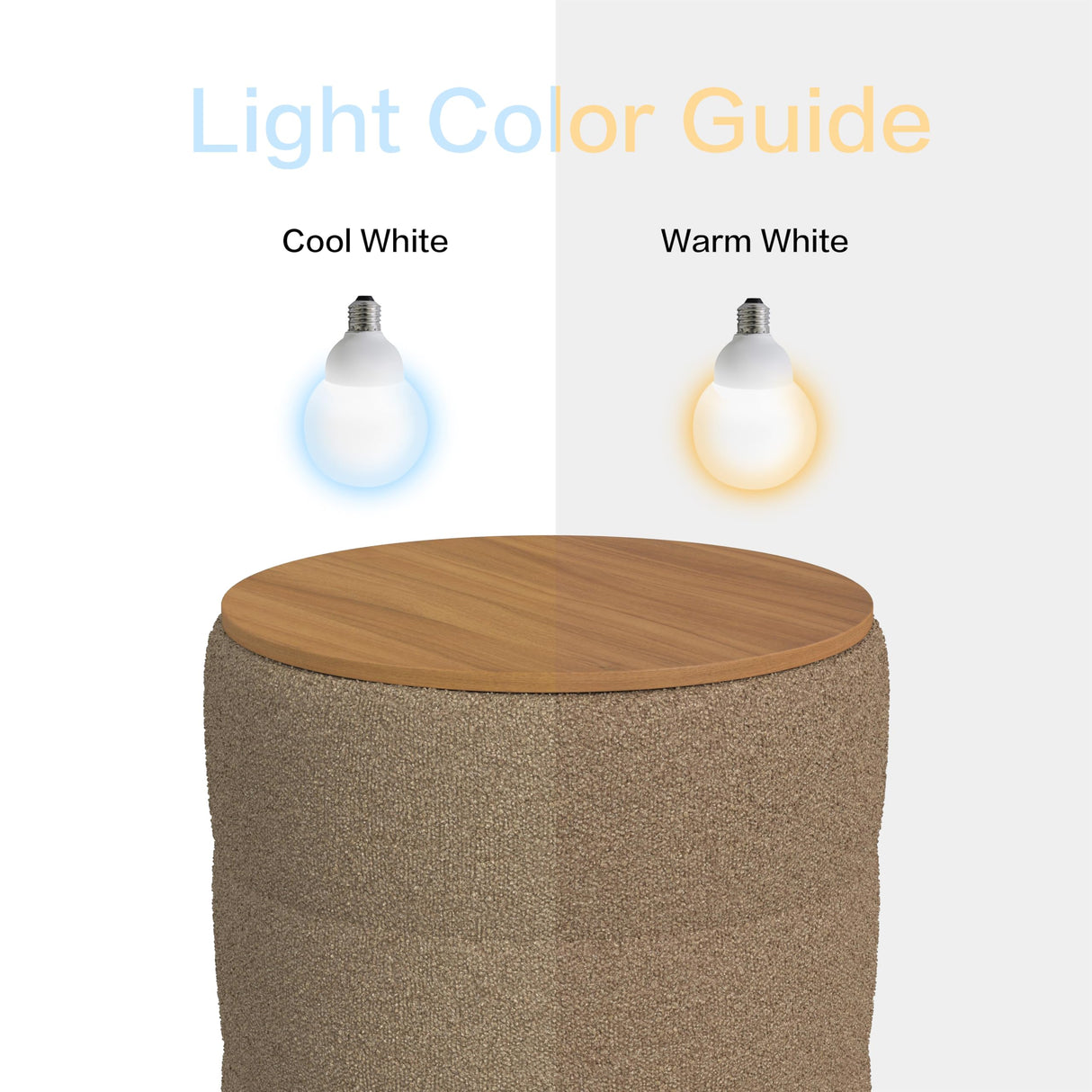 HomePop Channel Storage Ottoman with Wood Top - Brown Boucle HomePop