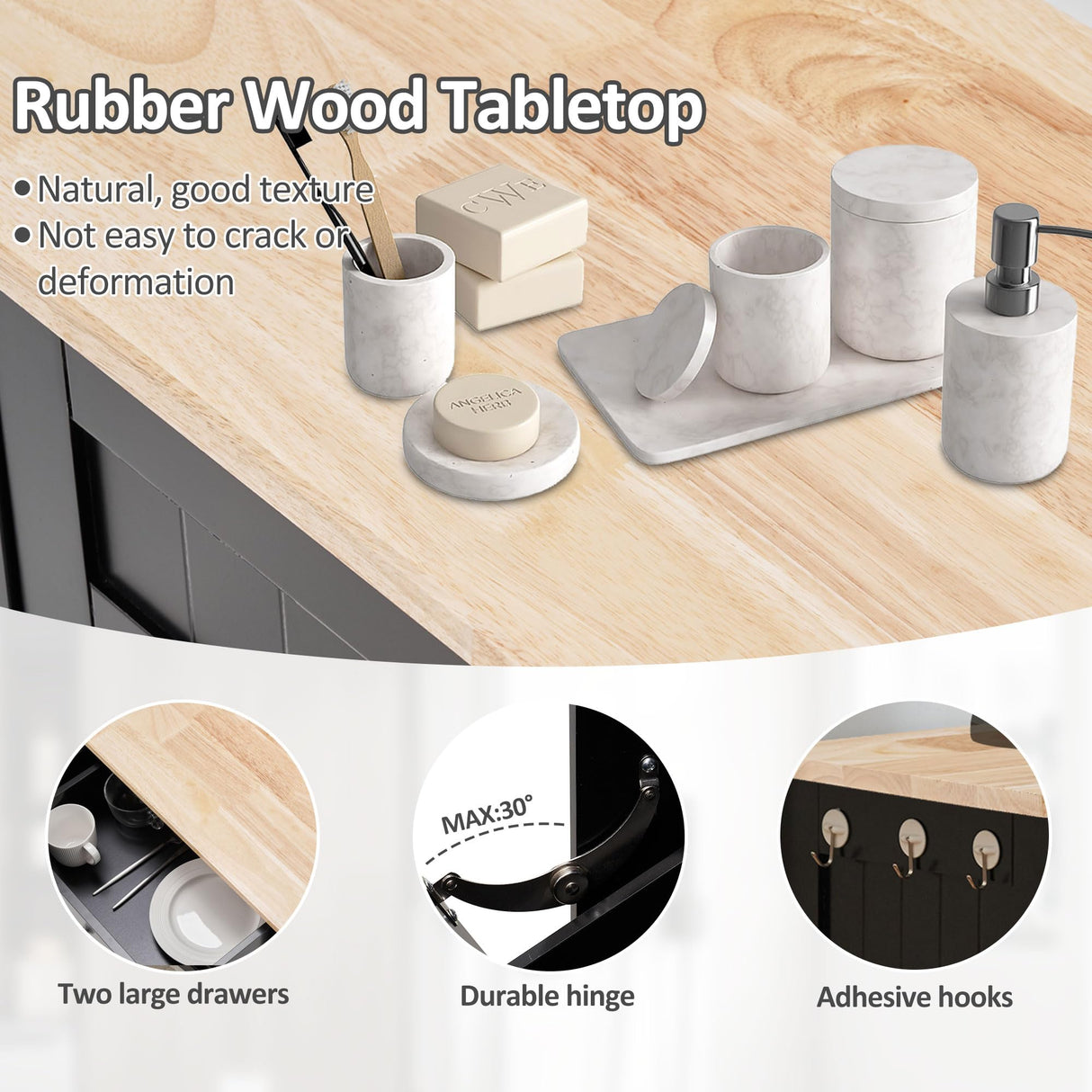 Spurgehom 13 Gallons Tilt Out Trash Cabinet Kitchen Waste Bins Modern Kitchen Trash Cabinet with Adjustable Shelf and Hideaway Drawers, Pet Proof Trash Can Holder for Kitchen Living Room, Black Spurgehom