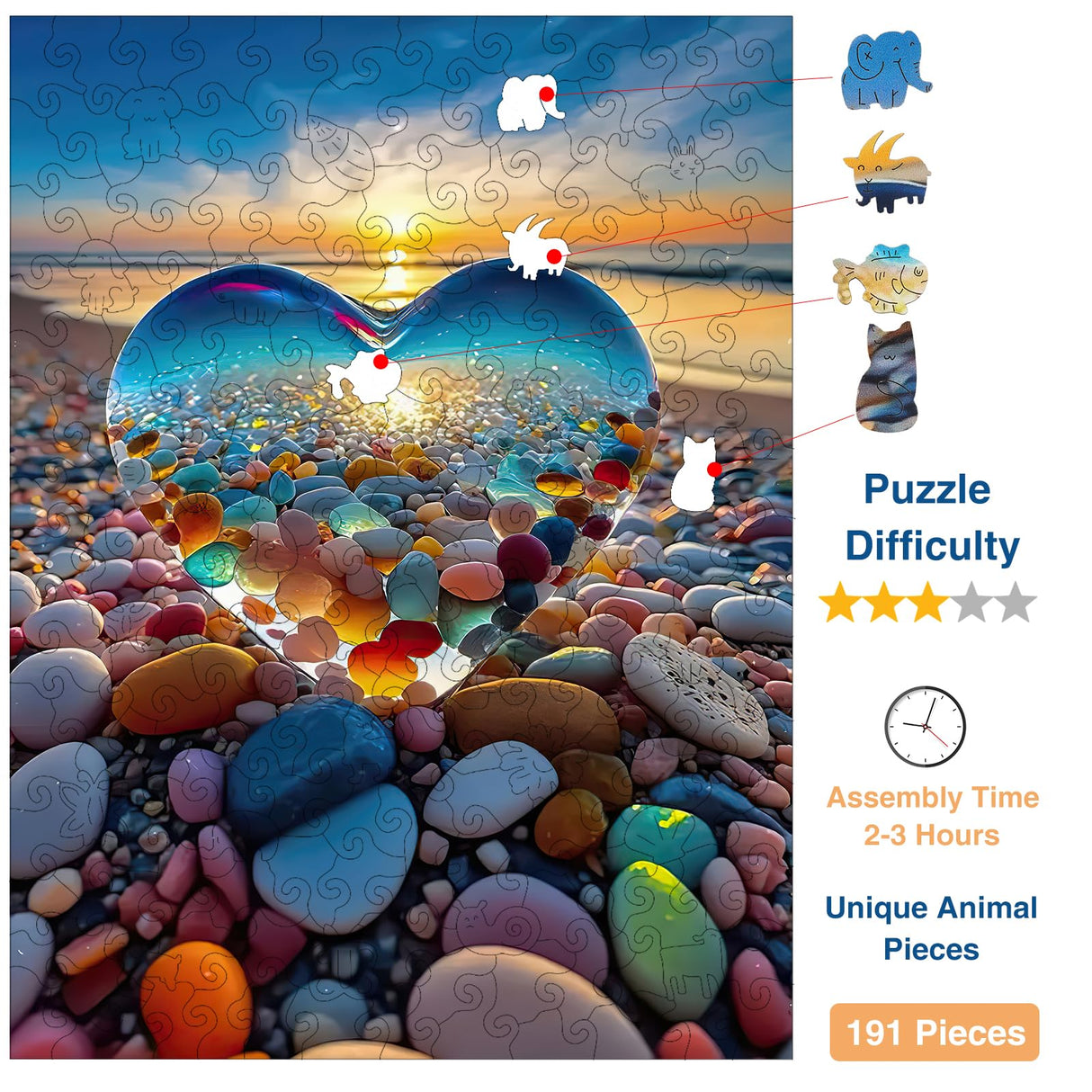 Wooden Puzzle for Adults, Wooden Jigsaw Puzzles for Adults, Unique Wood Animal Shaped Puzzles Adult with Exquisite Wooden Box (11.2 x 14.9in, 191pcs) Jozutoyz