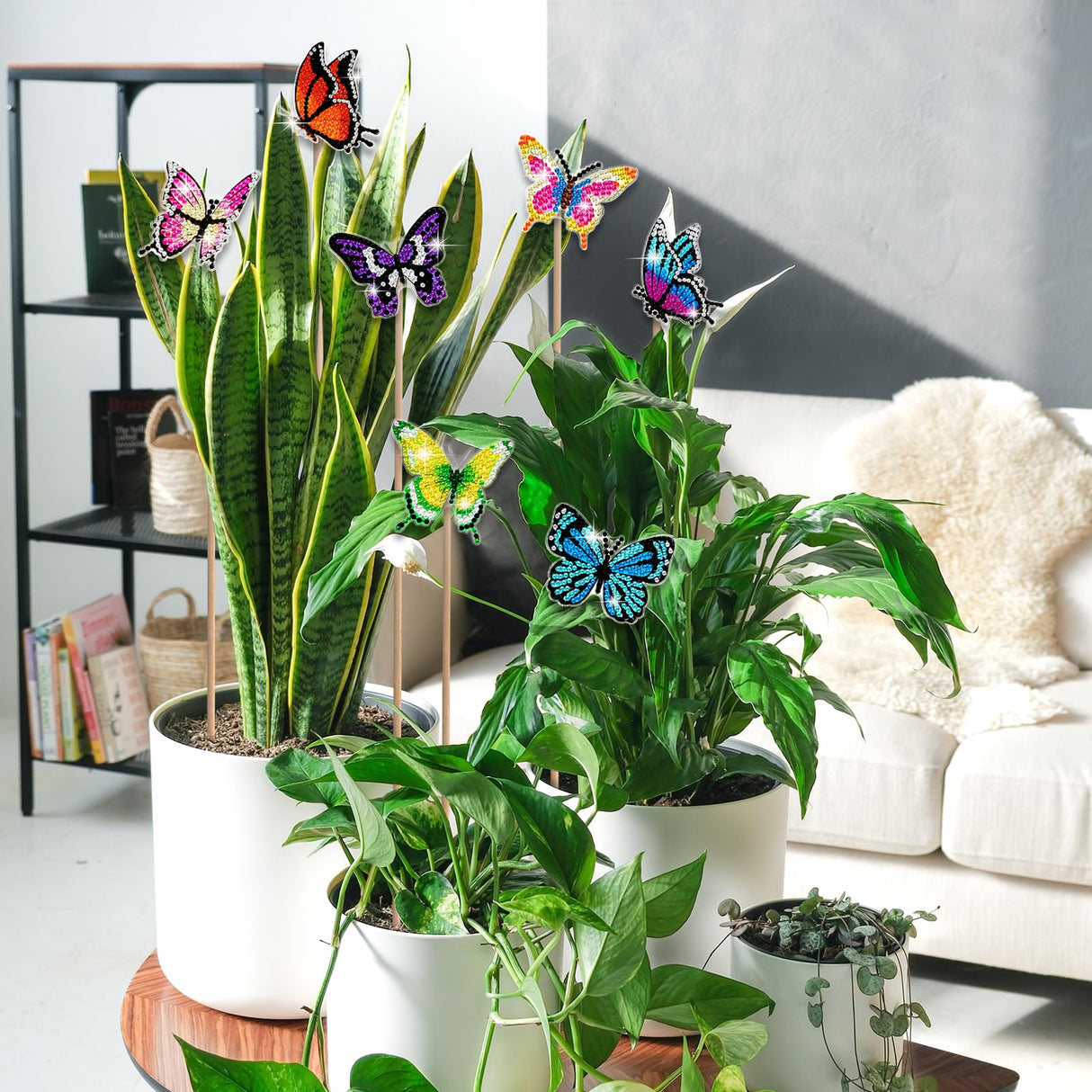 Wivico 8 Pcs Butterfly Diamond Art Kits for Adults,Small Butterfly Stakes Diamond Painting Craft for Garden Home Decoration Wivico