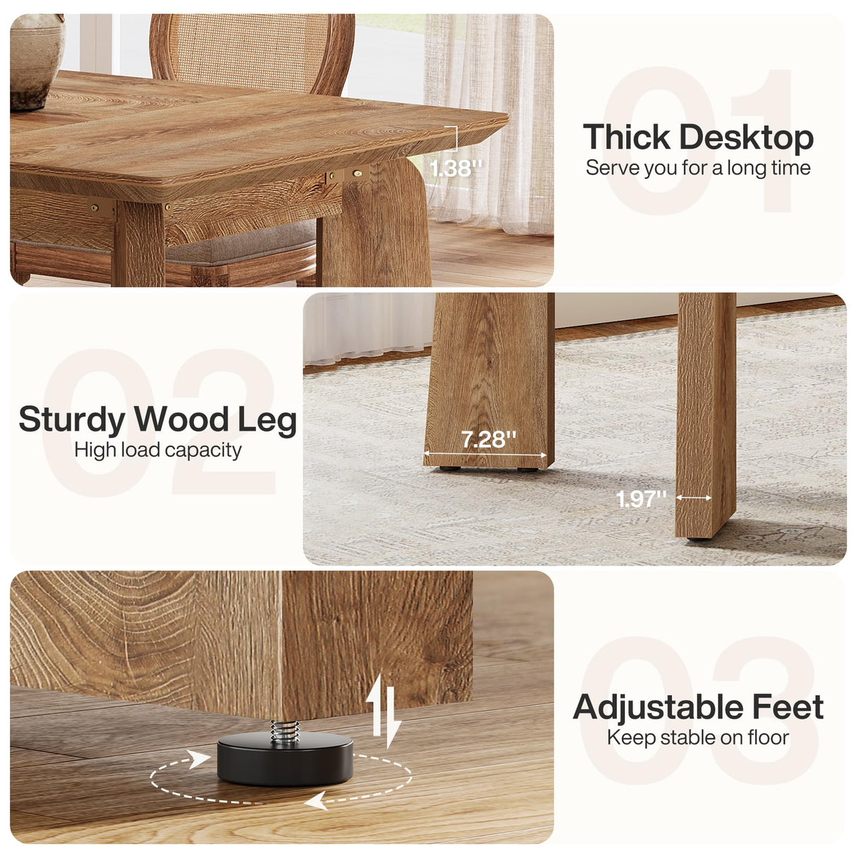 Tribesigns 5FT Conference Table for 6 People, 62-Inch Rectangular Meeting Table with Thicken Tabletop and Heavy Duty Legs, Modern Seminar Boardroom Desk for Office Conference Room (Rustic Brown) Tribesigns