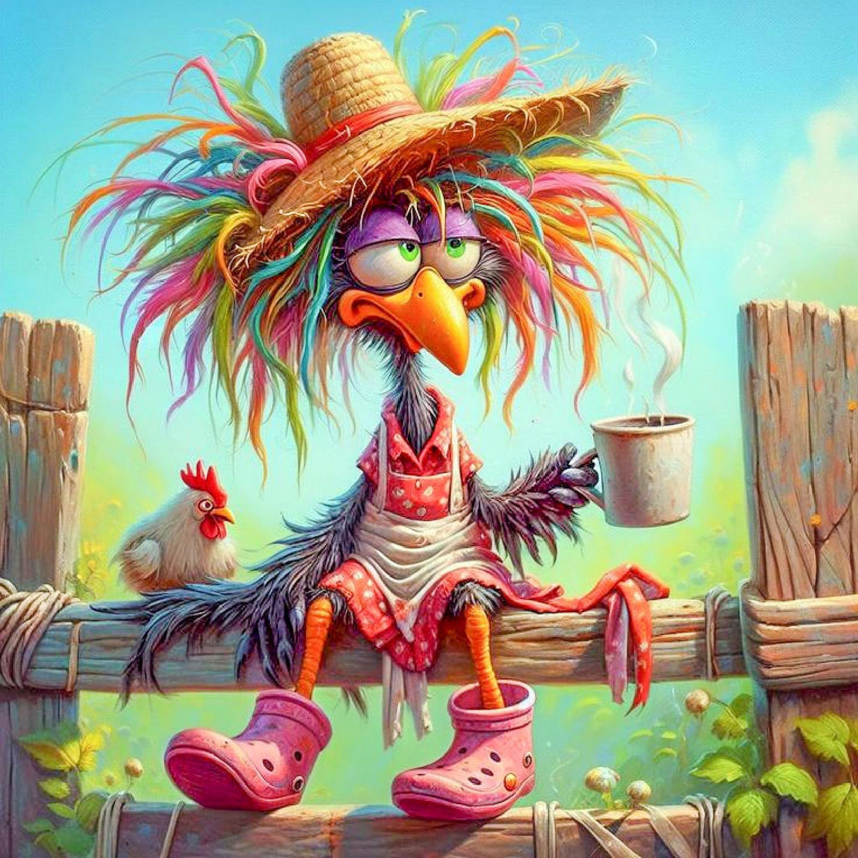 Clendo Chicken Diamond Art Kits for Adults - Funny Animals 5D Diamond Painting for Adults, Full Drill Diamond Dot Gem Art Kit for Adult Wall Home Decor Arts Craft 14x14 inch Clendo