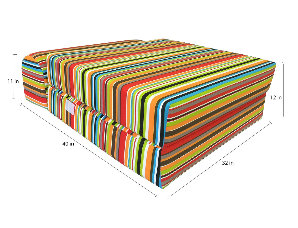 D&D Futon Furniture Multi-Color Striped Sleeper Chair Folding Foam Bed 70x32x6, Studio Guest Foldable Chair Bed, Sofa, Couch, High Density Foam 1.8 Pounds D&D Futon Furniture