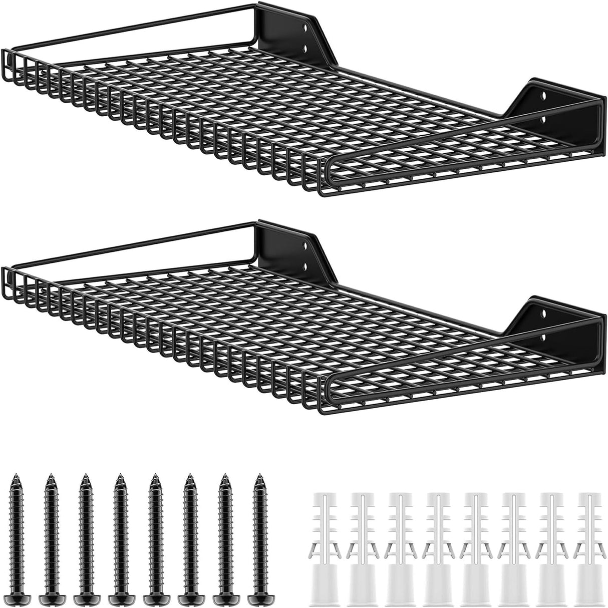 TORACK 2 Pack Wall Mounted Storage Shelves, 23.5" x 12" Wall Shelf for Garage, Closet, Laundry Room, Heavy Duty Garage Wall Shelving, Holds Up to 65 Lbs(Black) TORACK