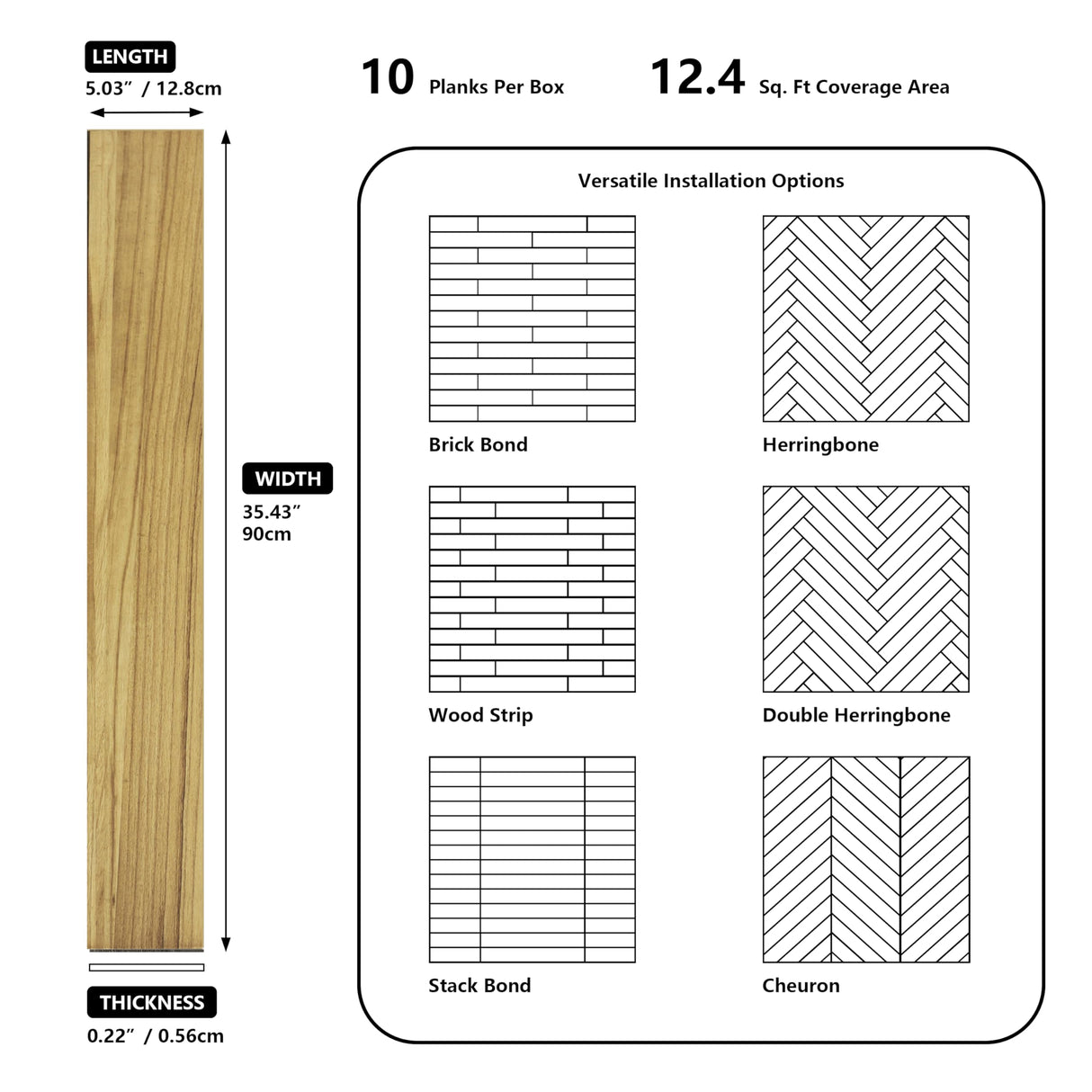 W&S 10pack Peel and Stick Real Wood Planks for Wall, Stick On Faux Teak Wood Panels for Bedroom,Living Room,RV, Adhesive Wooden Paneling for Interior Accent Wall, Self Stick Shiplap Boards (12.4Sq.Ft) W&S WOOD & STONE