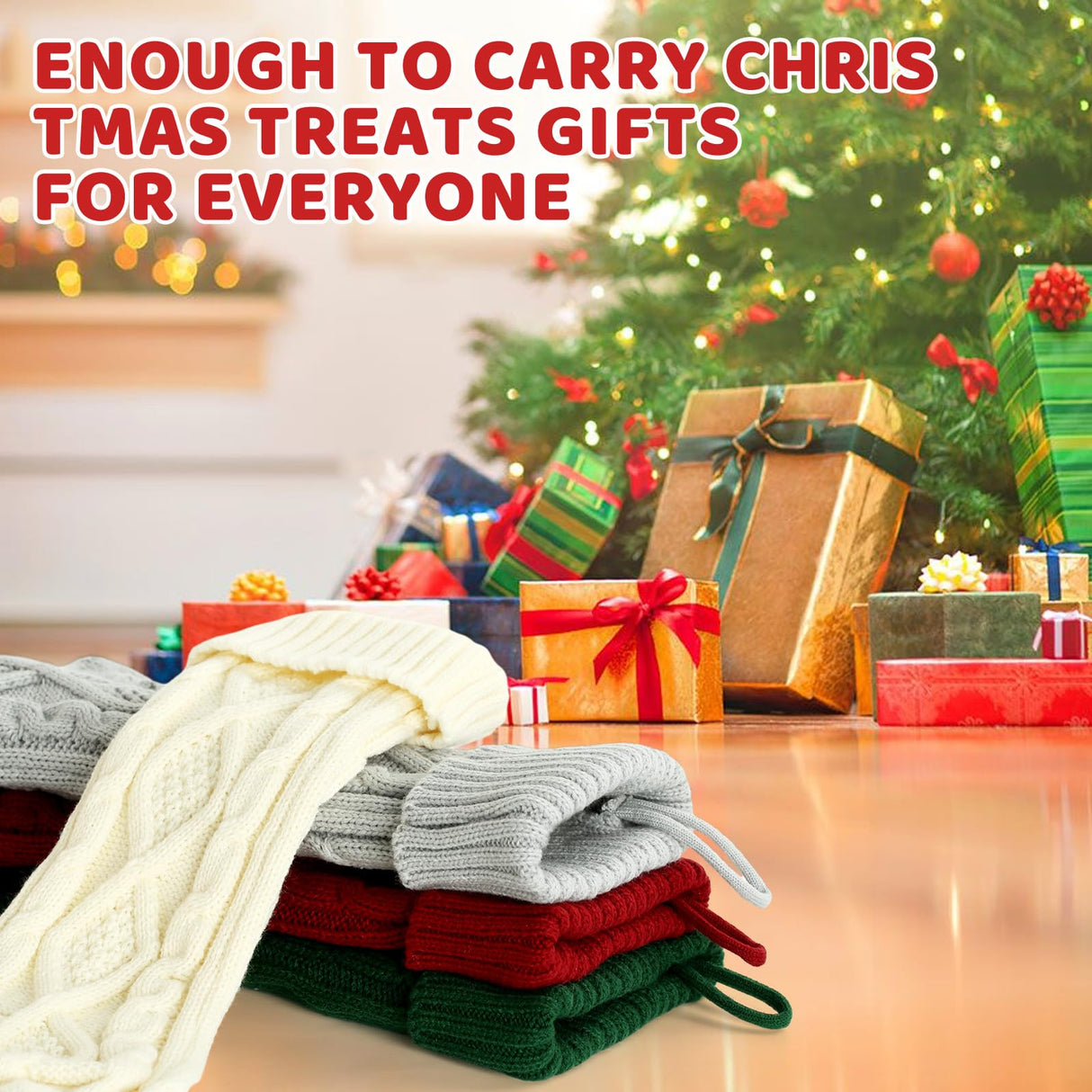 YOGINGO 2 Pack Christmas Stockings - Personalized Christmas Stockings, Large 18 Inches Christmas Stocking Hold All Surprises, Knitted Gift Stockings & Farmhouse Christmas Decor YOGINGO