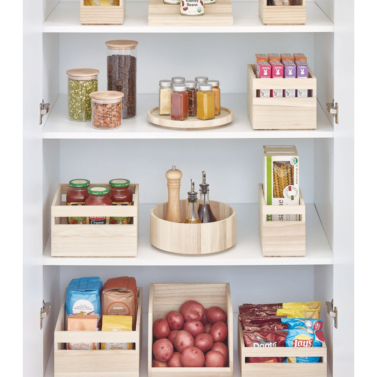 iDesign Renewable Paulownia Wood Collection Tall Turntable Organizer, 10.5" x 4" x 10.5", Natural InterDesign