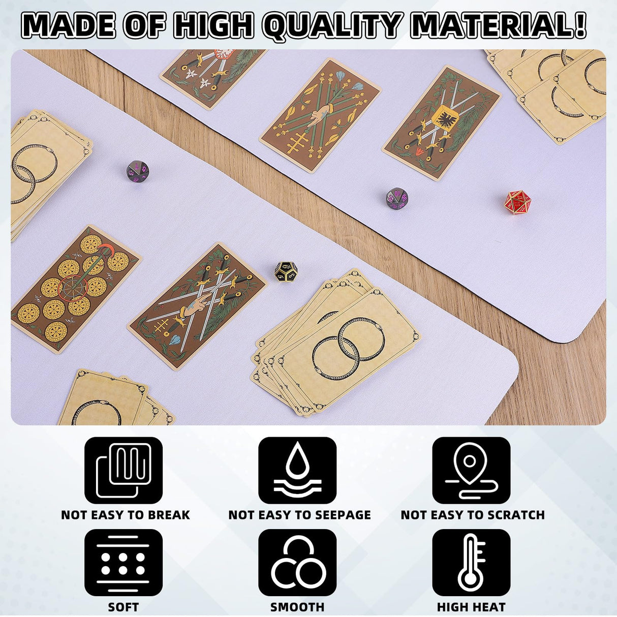 4 Pcs Card Game Mats 14 x 24 Inch Playmat Sublimation Blanks Playmat Smooth Card Playing Mat for Board Games, and Collectible Card Playing (White) Yexiya