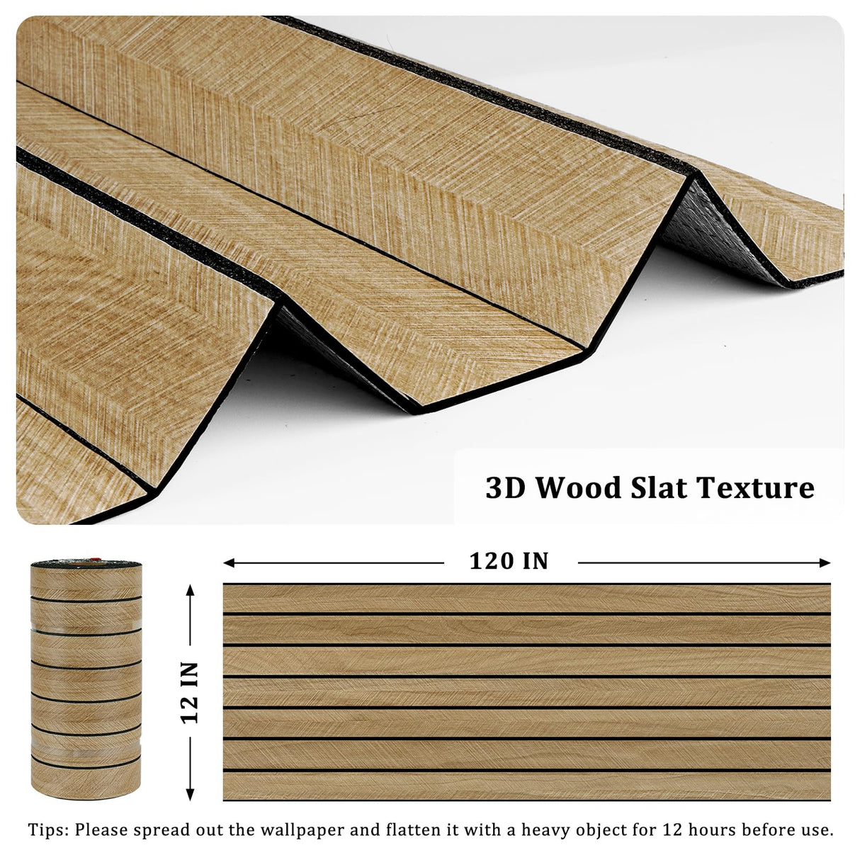 STICKEEP 3D Brown Wood Panels for Walls 120" x 12" Acoustic Slat Wall Paneling Peel and Stick Wood Panels Self Adhesive Flexible Wooden Slat Wallpaper for Bedroom Living Room Wall Decor Ceiling STICKEEP