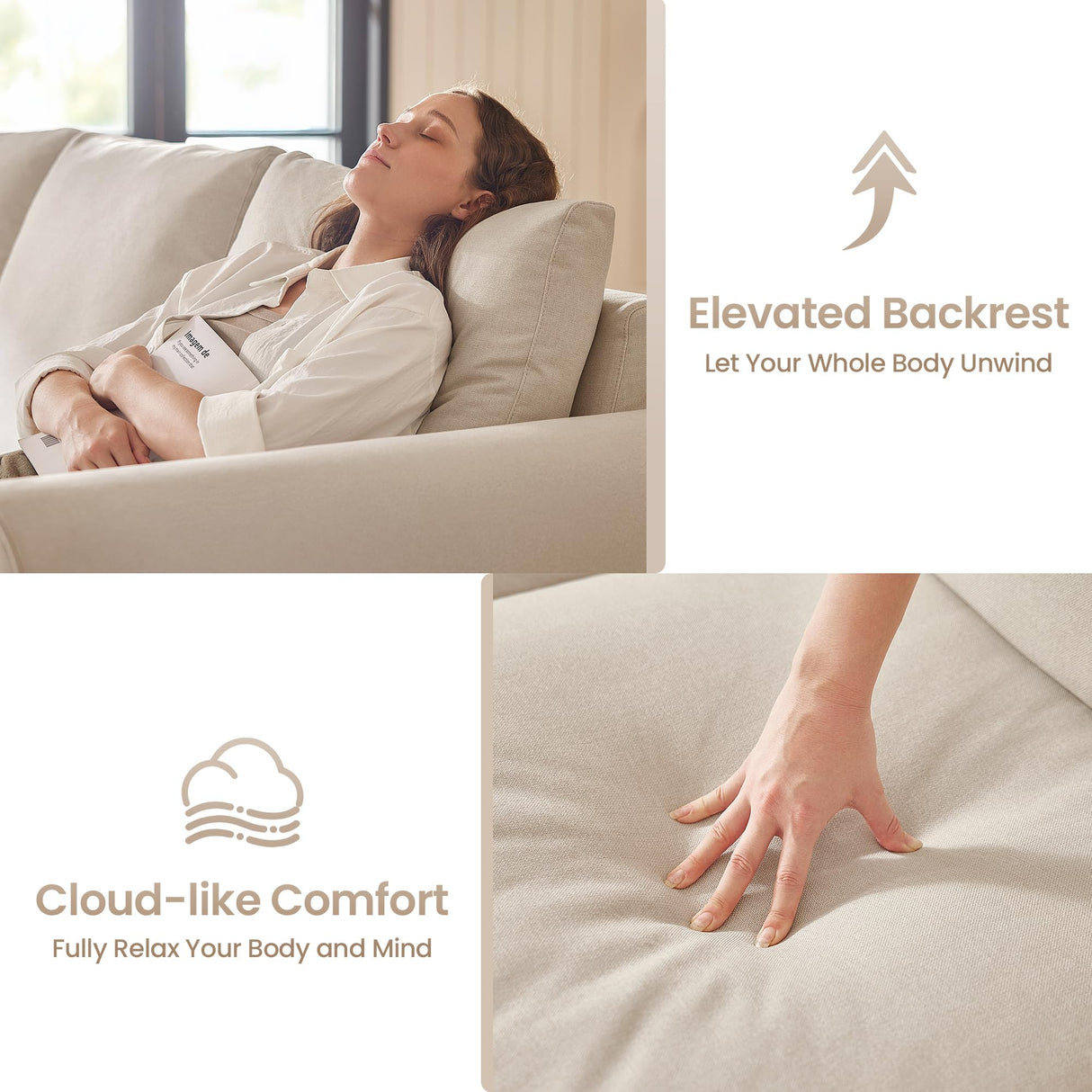 89" 3-Seater Couch, Farmhouse Slipcovered Sofa with Washable Cover, Supportive Cushions & Sturdy Frame, Rolled Arm White Couches for Living Room, Small Spaces, Apartment, Office, Easy Assembly Vorthio