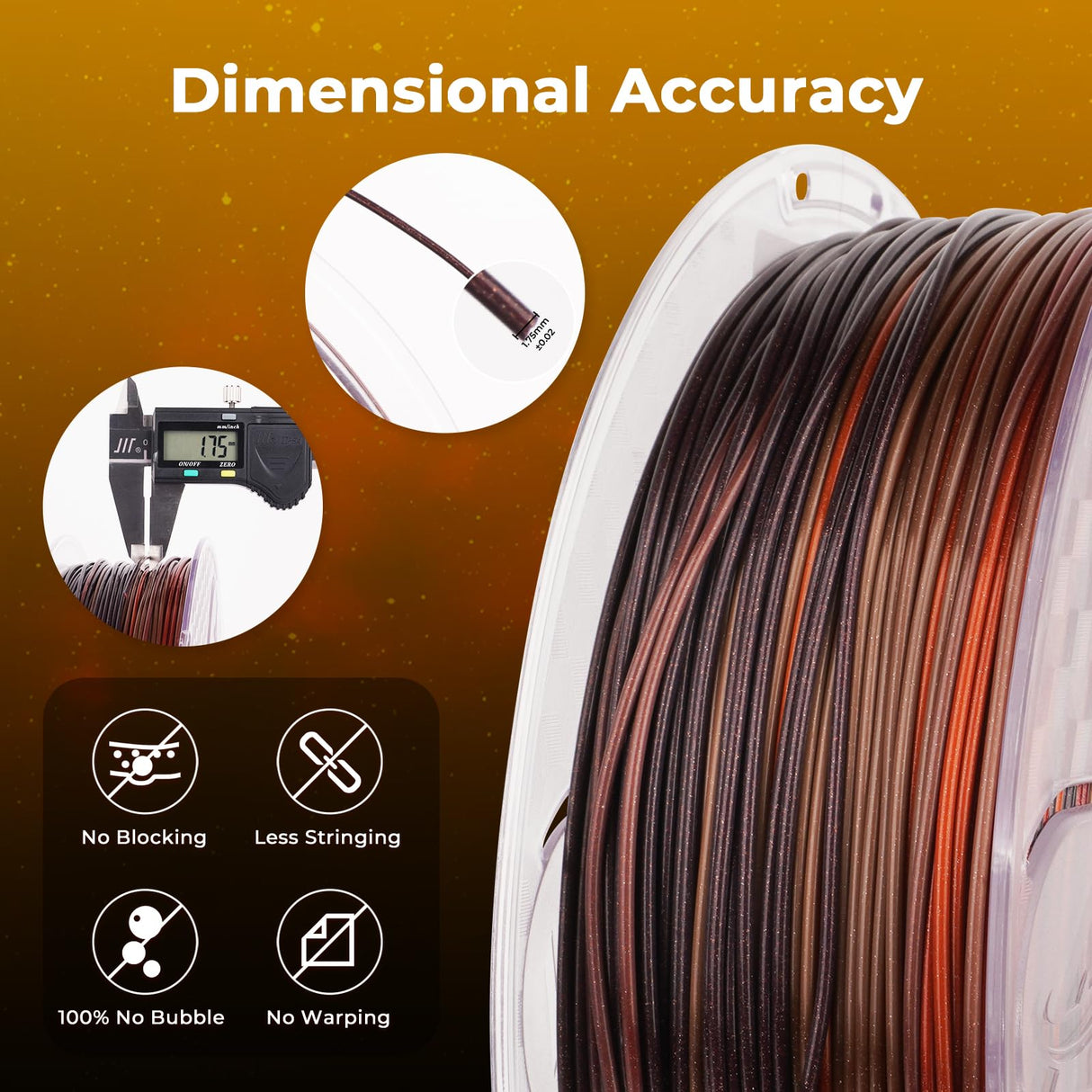 AMOLEN PLA 3D Printer Filament, PLA Filament 1.75mm Silk Black Shiny Red Gold Filament, 3D Printing Filament 1KG/2.2lb AMOLEN